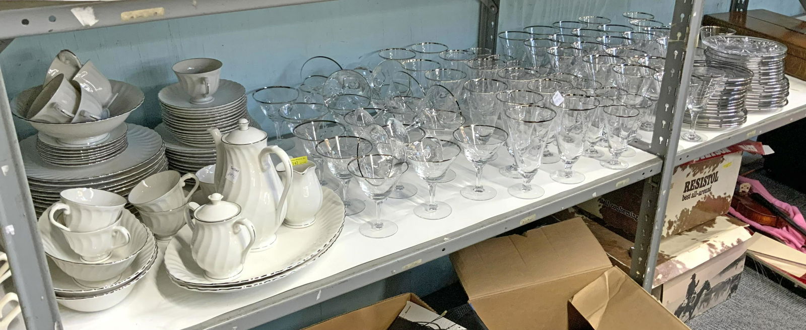 Set: Syracuse Silver-Rim China & Fostoria Glass. (1 of 1)