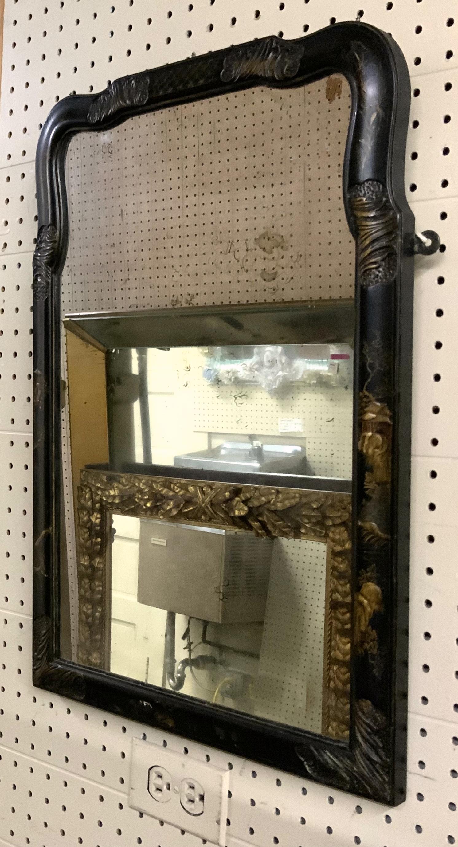 Older Small Chinese Wall Mirror.: With Gold-Painted Decorations on the Sides. The Mirror has Crackling Issues on the Silvering, but otherwise it is in Reasonably Good Condition. The mirror measures 24 1/2" Long by 16" Wide. Third-Part