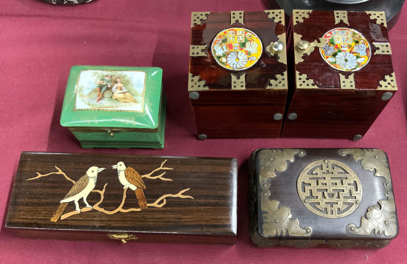 Lot of Mostly Chinese Trinket Boxes. (1 of 1)