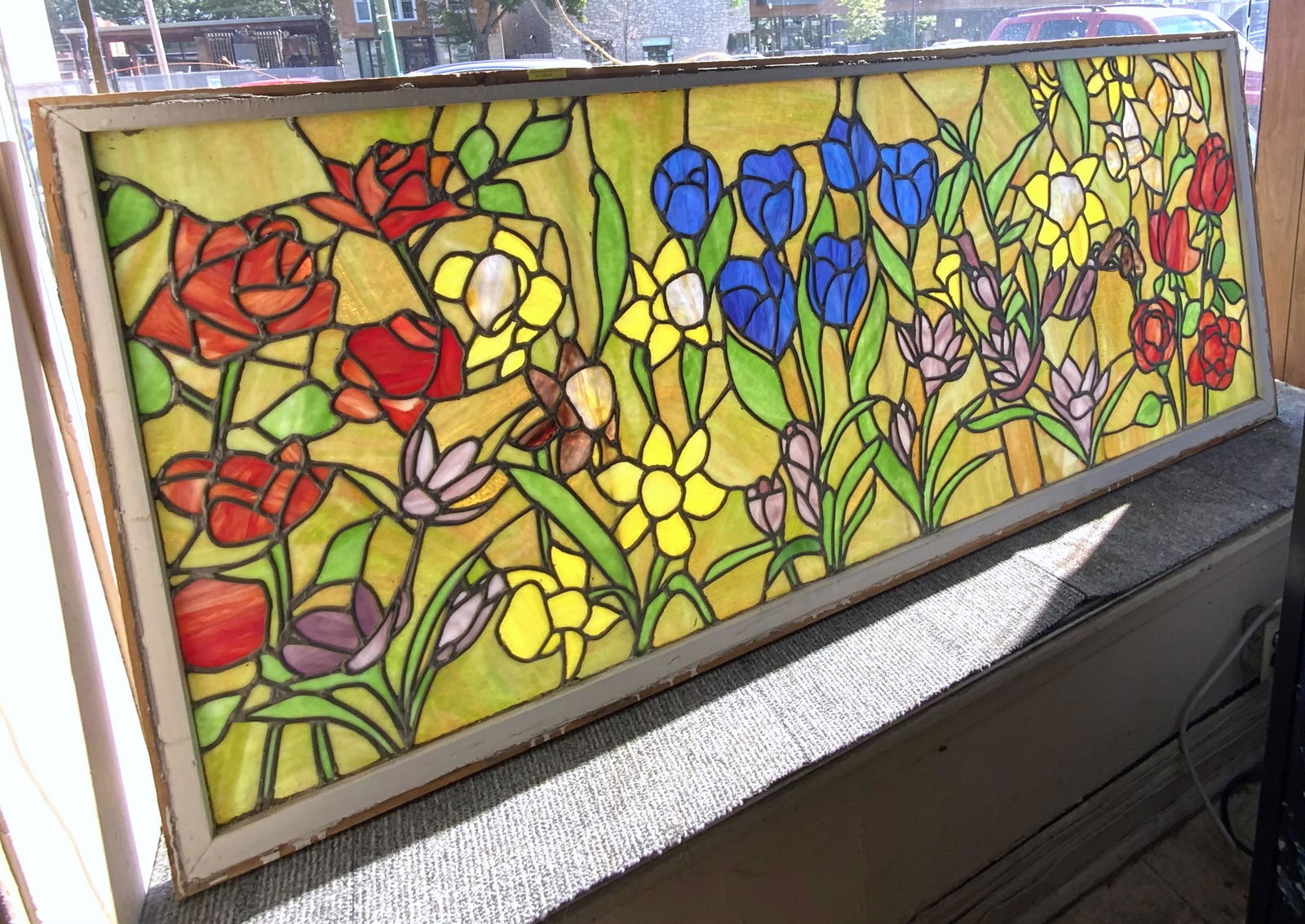 Very Large, Colorful Floral Stained Glass Window. (1 of 1)