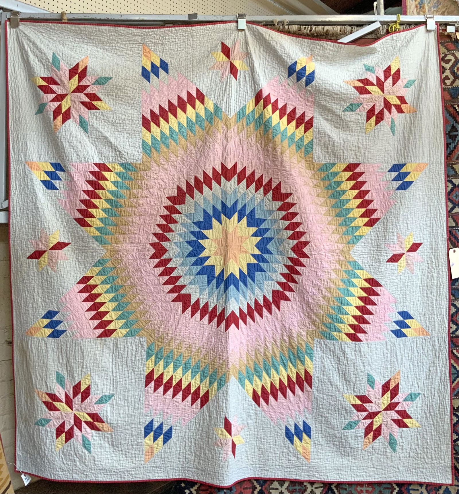 6' by 6' Hand-Stitched Lone Star Design Quilt. (1 of 1)