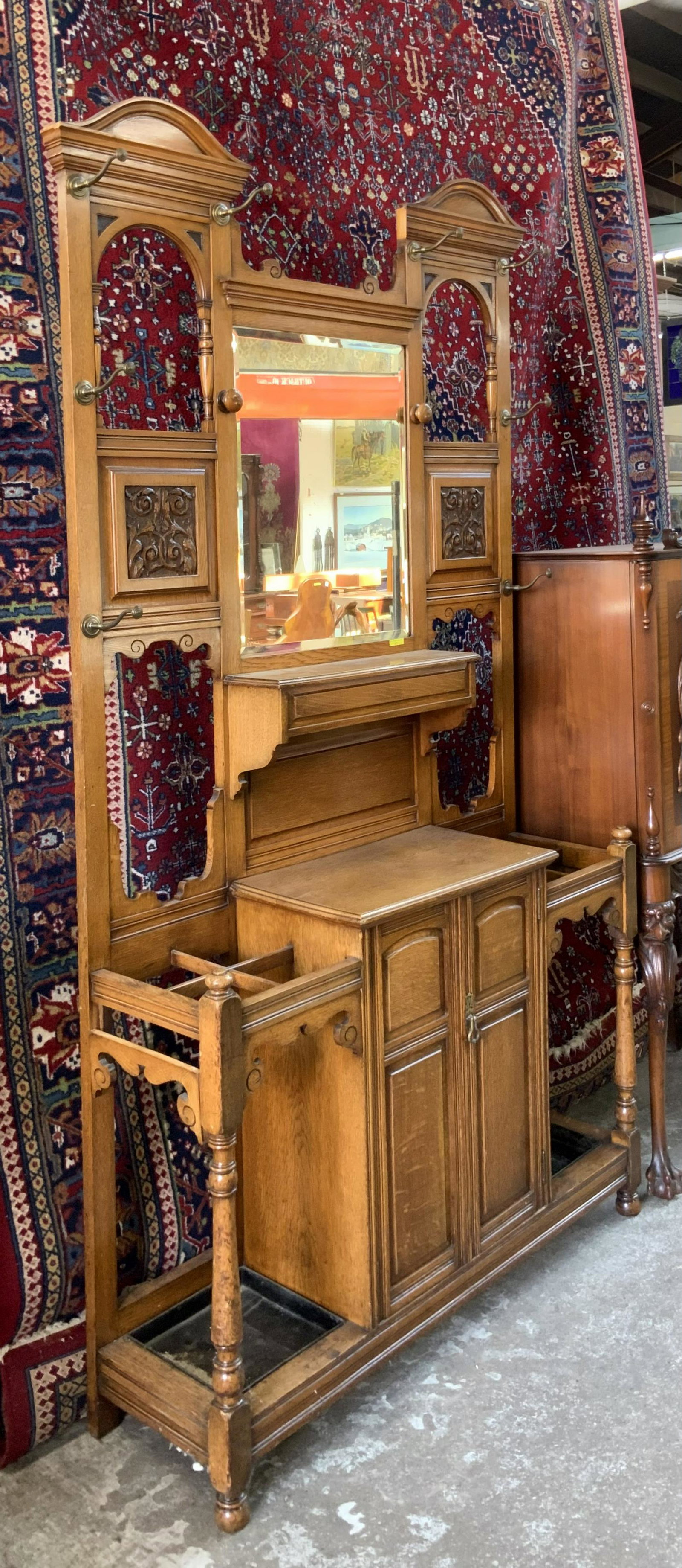 Ornate Antique Large English Oak Hall Stand. (1 of 1)