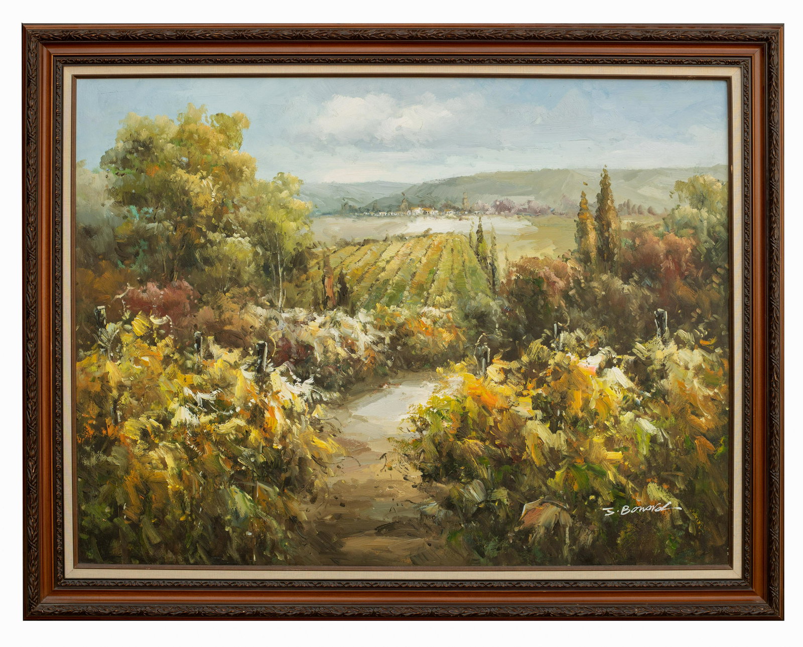 Large Oil Painting of a Vineyard, Signed. (1 of 5)