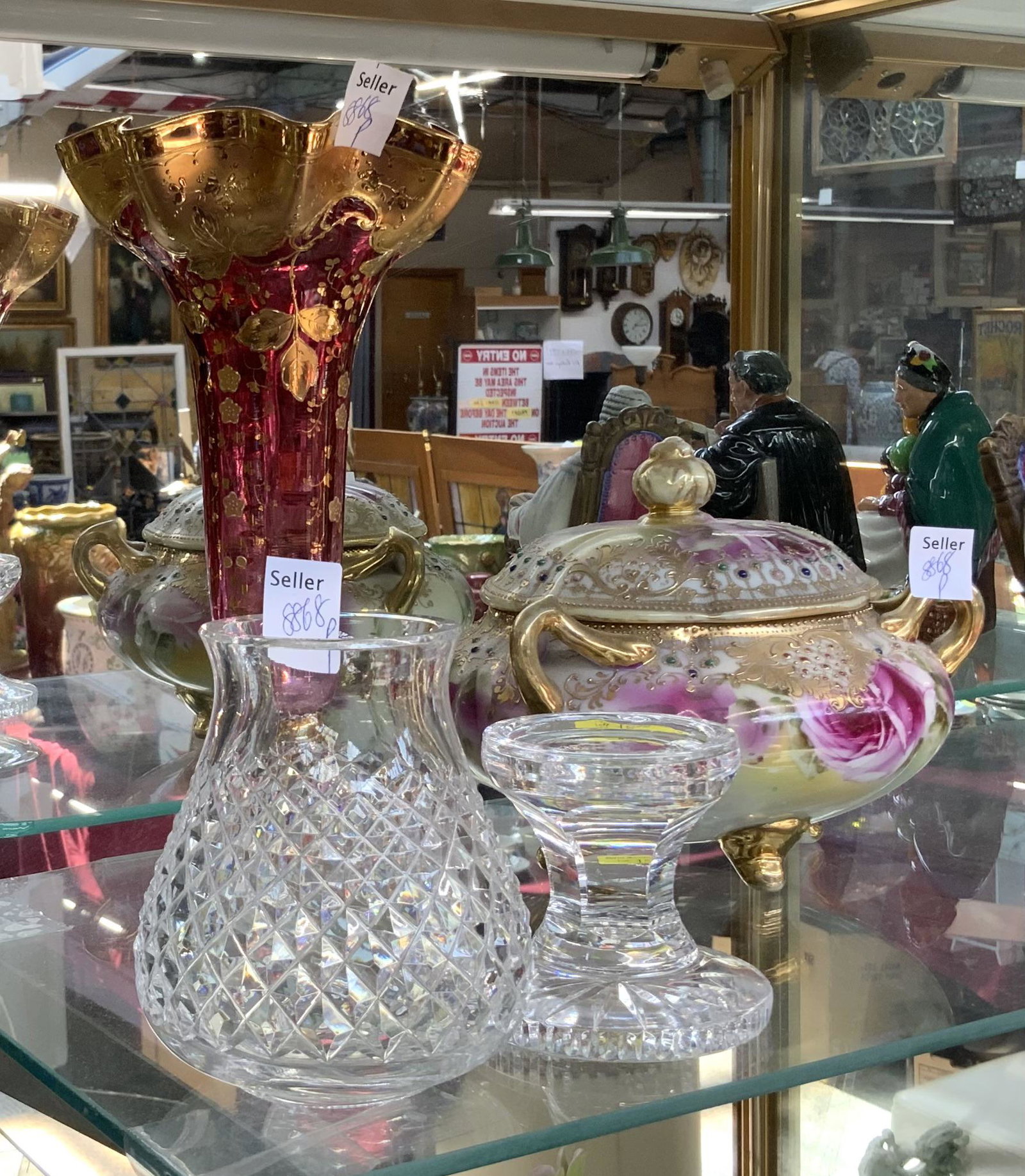 3 Pc. Lot - Waterford, Nippon, etc.: The Waterford Crystal Fairy Lamp is in Great Condition and has No Visible Chips or Cracks. The Nippon Piece hase some Wear to the Gold Detailing. The Lot looks to be in Good Overall Condition. The Tal