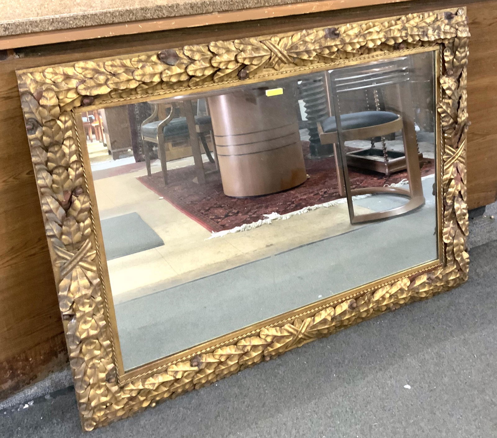 Large Gold Tole Metal Leaf Motif Mirror. (1 of 1)