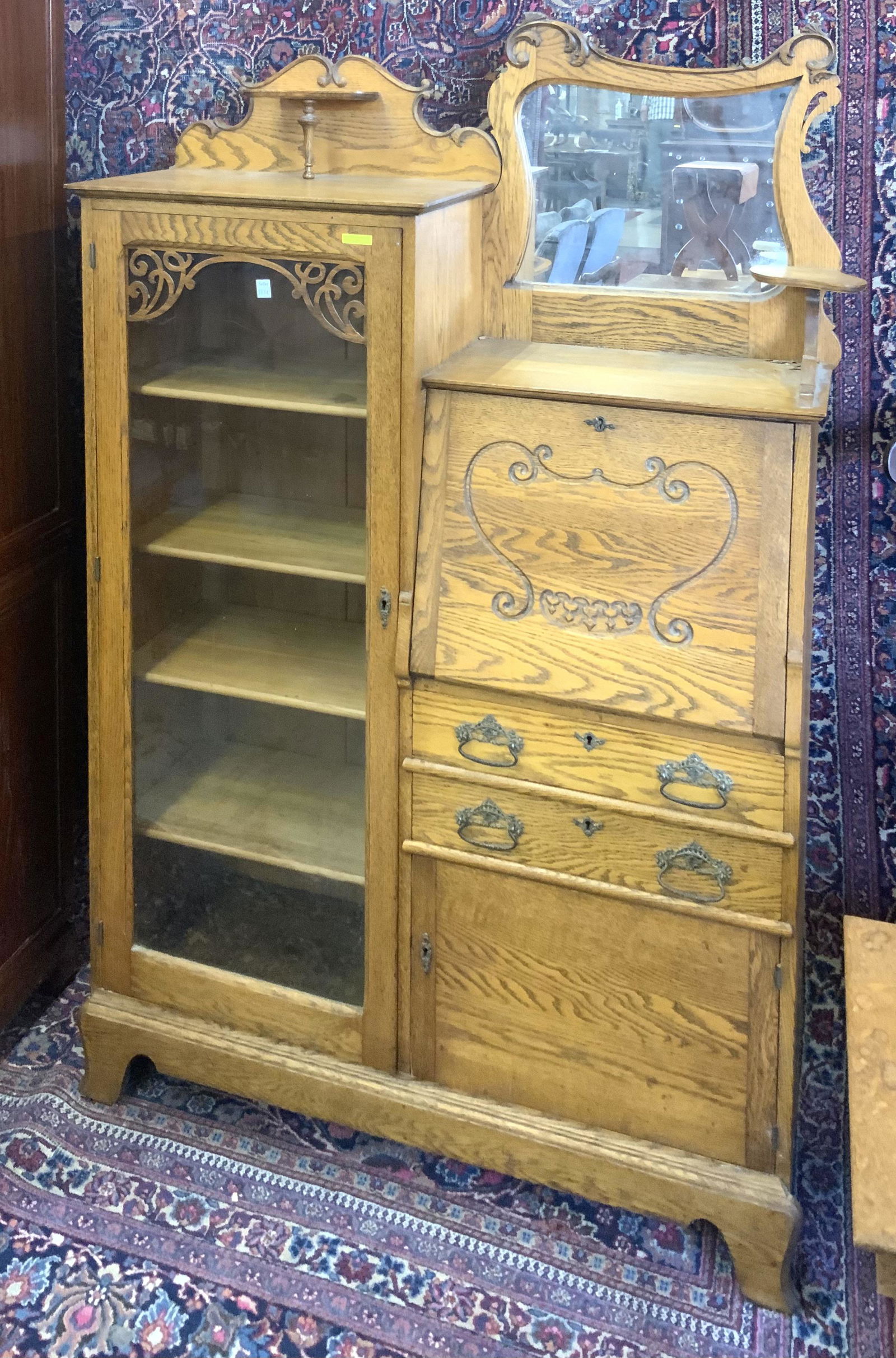 Antique Oak Side-by-Side Cabinet. (1 of 1)