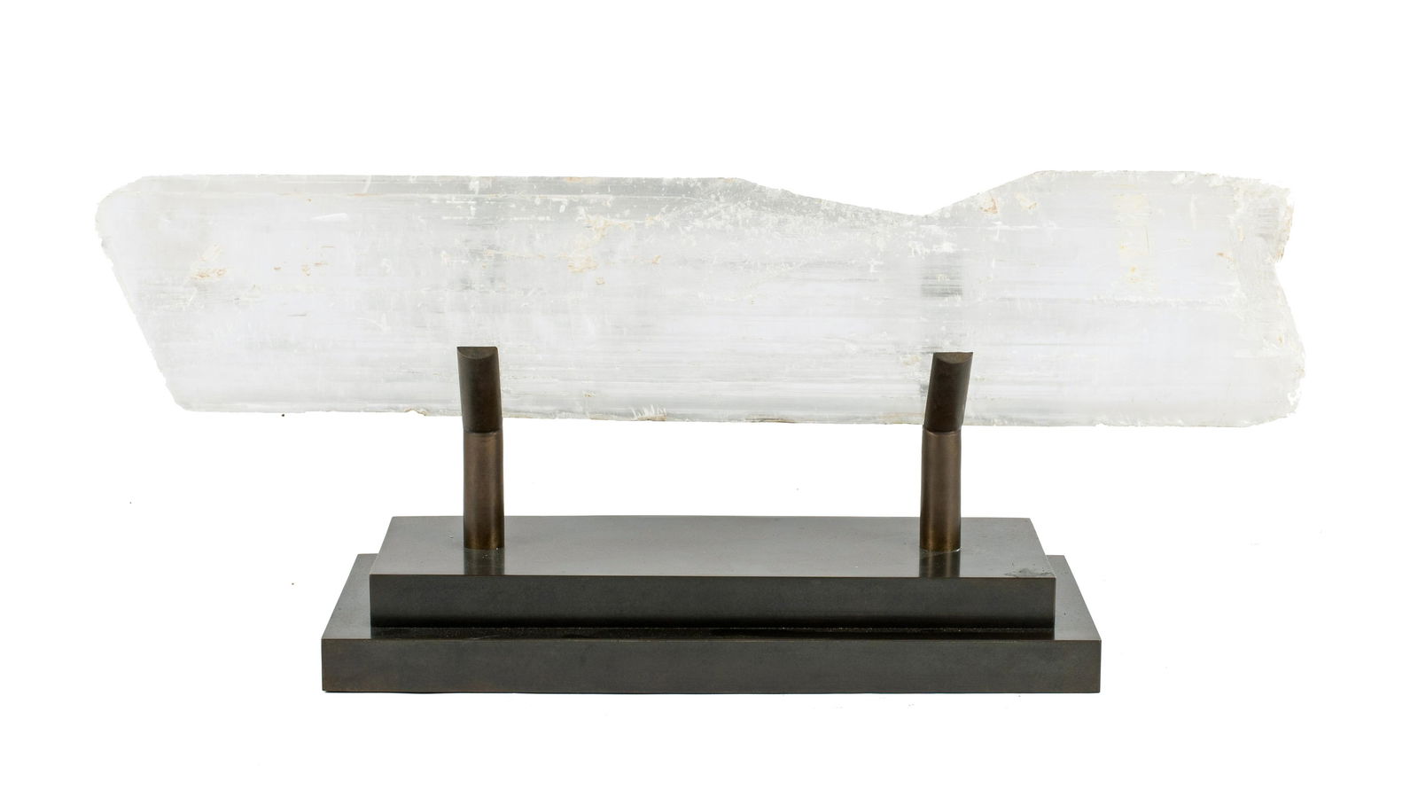 Large Selenite "Log" on a Metal Display Stand. (1 of 2)