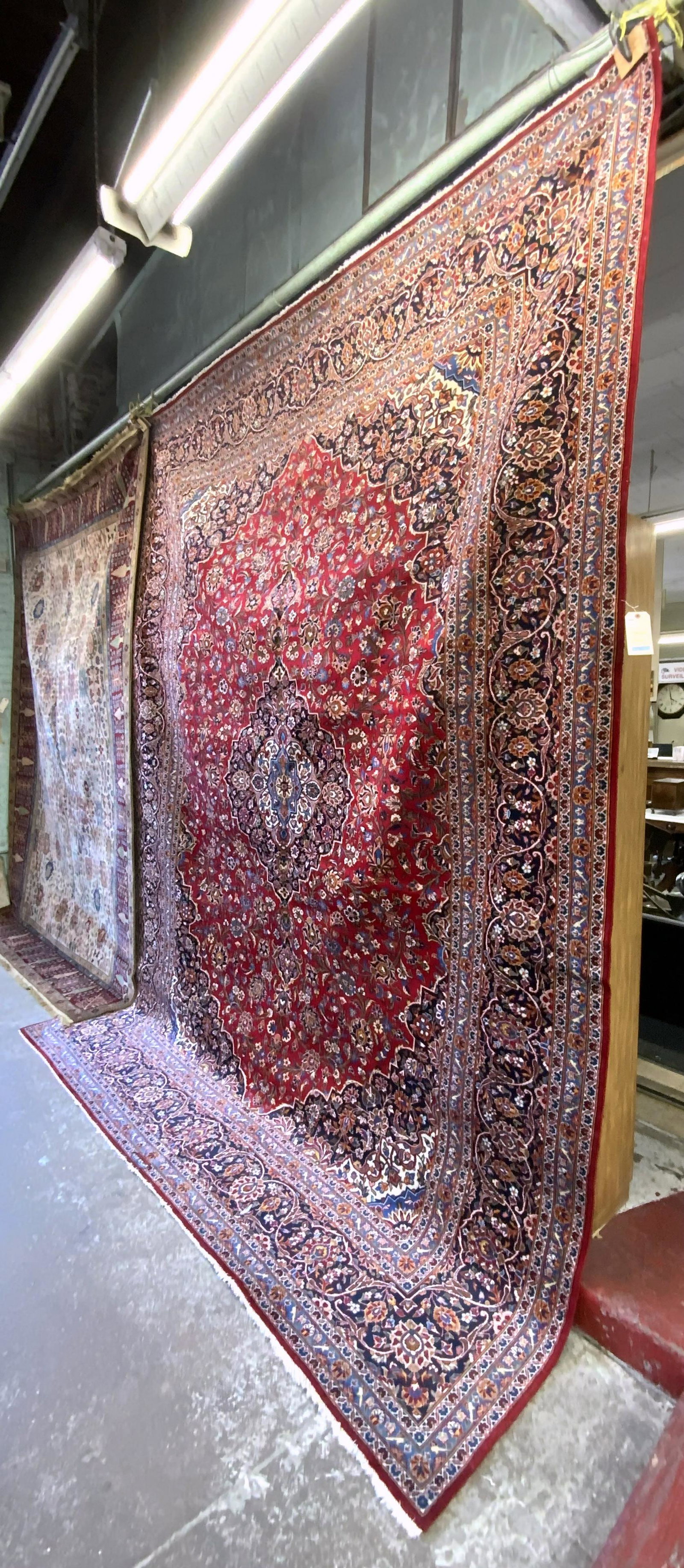 10' x 13' Red & Blue Kashan-Pattern Rug. (1 of 3)