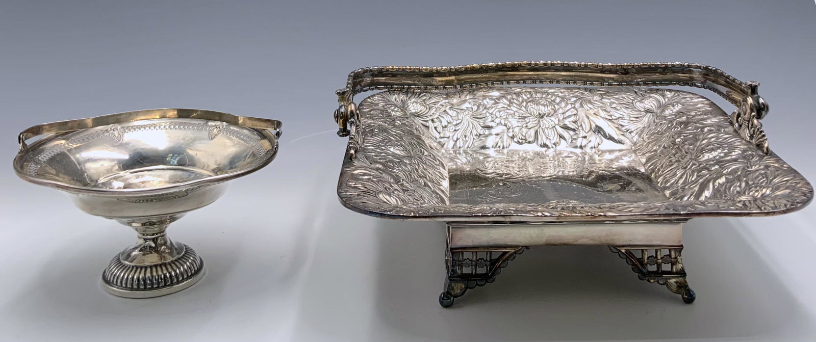 Lot: Sterling Basket & Ornate Silverplate Basket. (1 of 4)