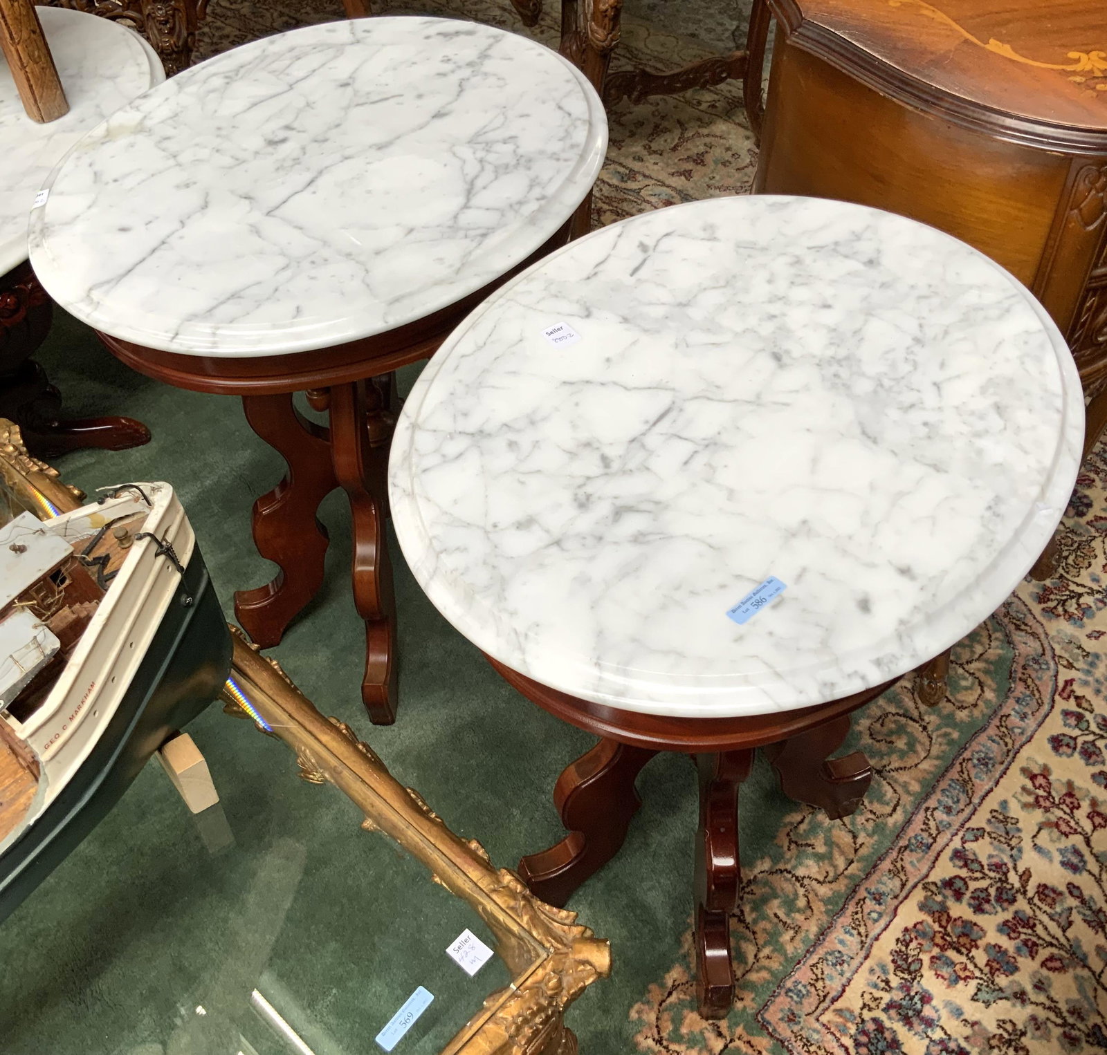Pair of Modern Victorian-Style Oval Lamp Tables. (1 of 1)