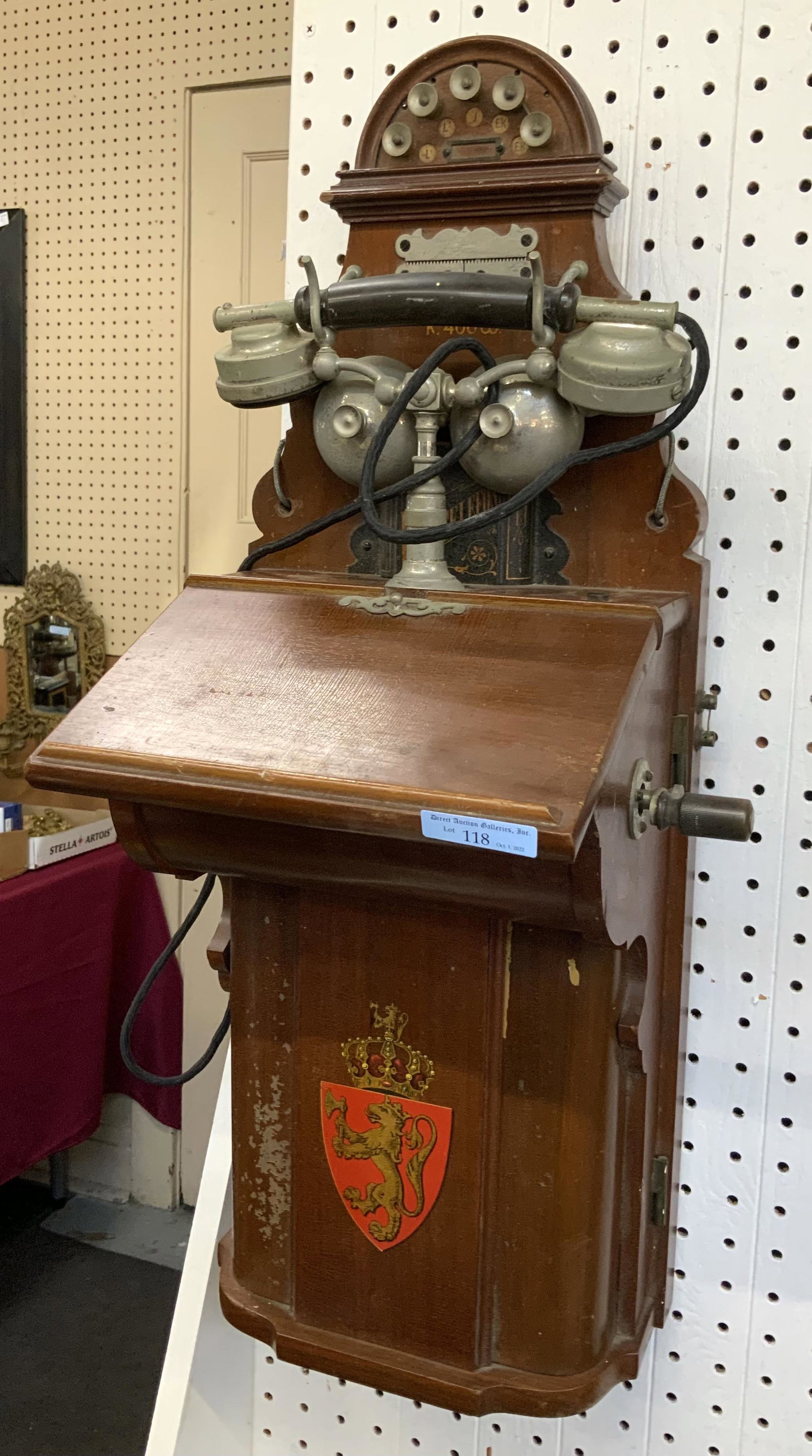 Antq. Rikstelefon Wall Mount Hand Crank Telephone. (1 of 1)