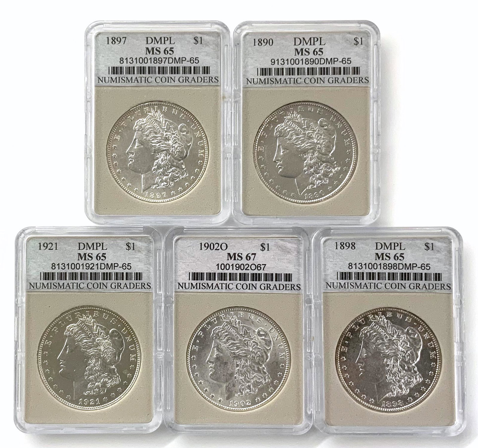 Lot of 5 Morgan Silver Dollars - Varying Grades. (1 of 12)