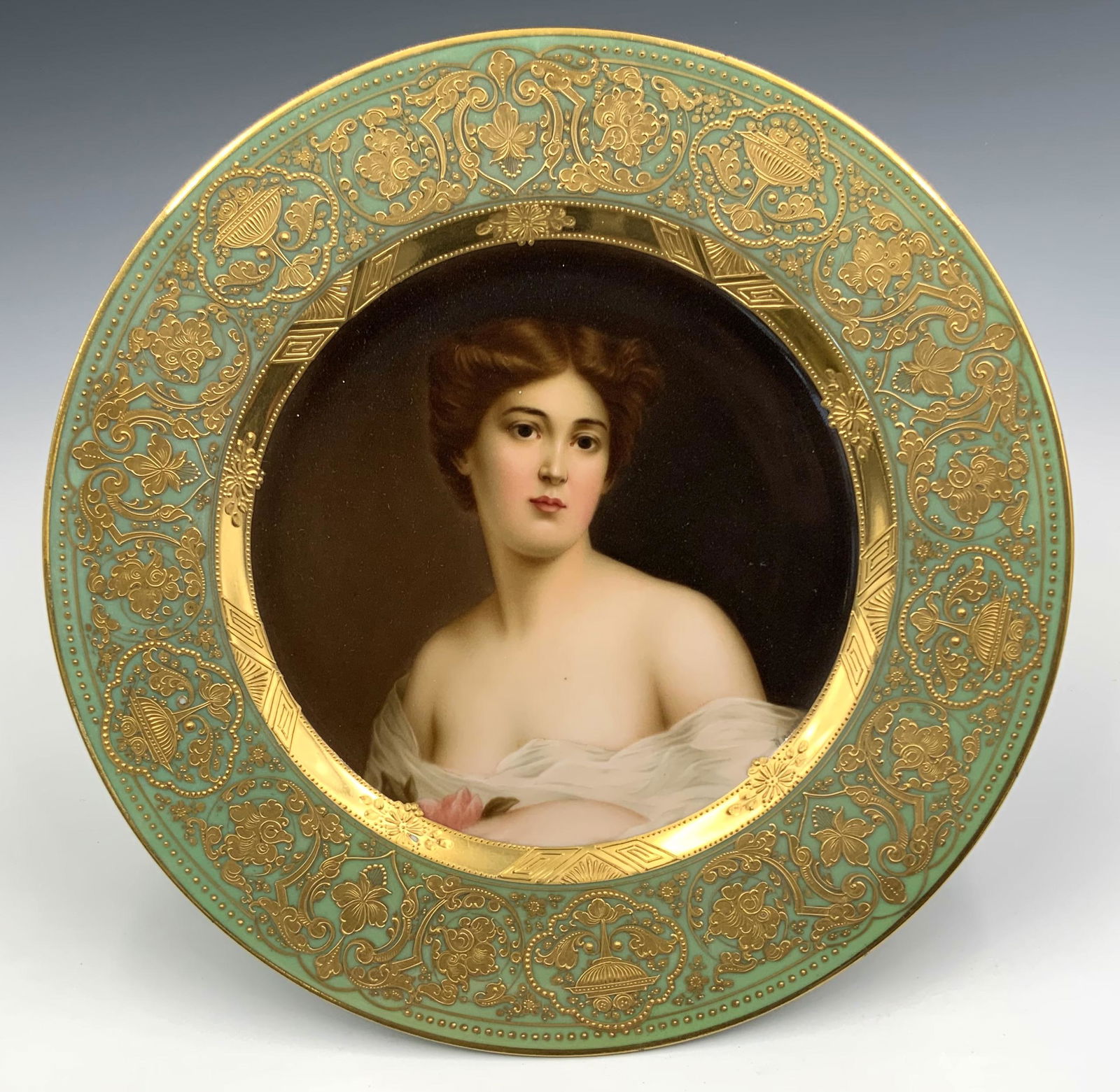Royal Vienna Gilded Portrait Plate, Signed Wagner. (1 of 3)