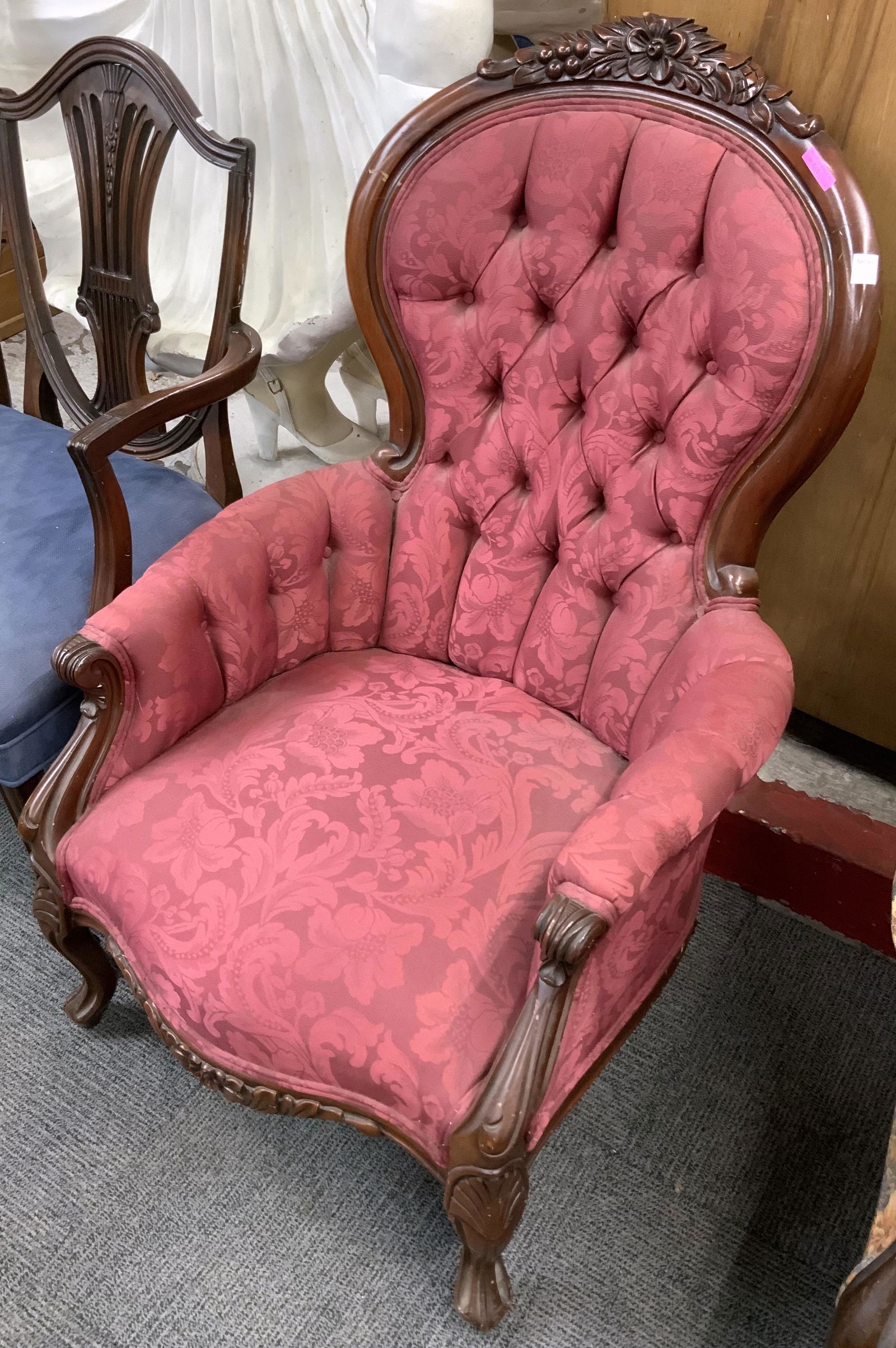 Mid-Victorian Balloon-Back Walnut Chair. (1 of 1)