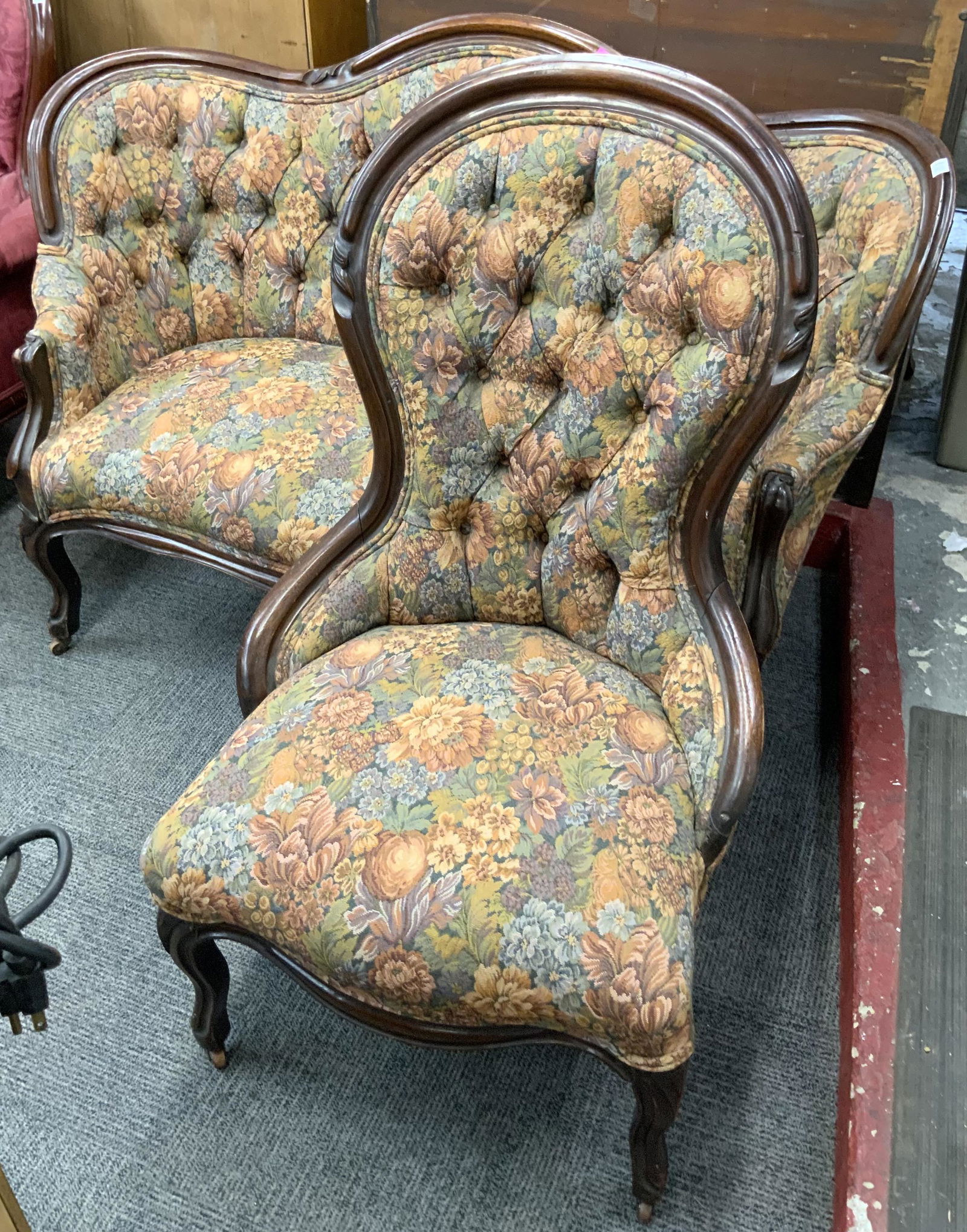 Mid-Victorian Sofa and Chair, As Is. (1 of 4)