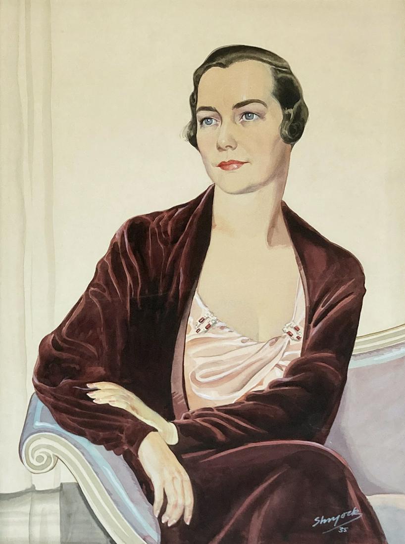 Watercolor Portrait of Posed Woman, Signed. (1 of 5)