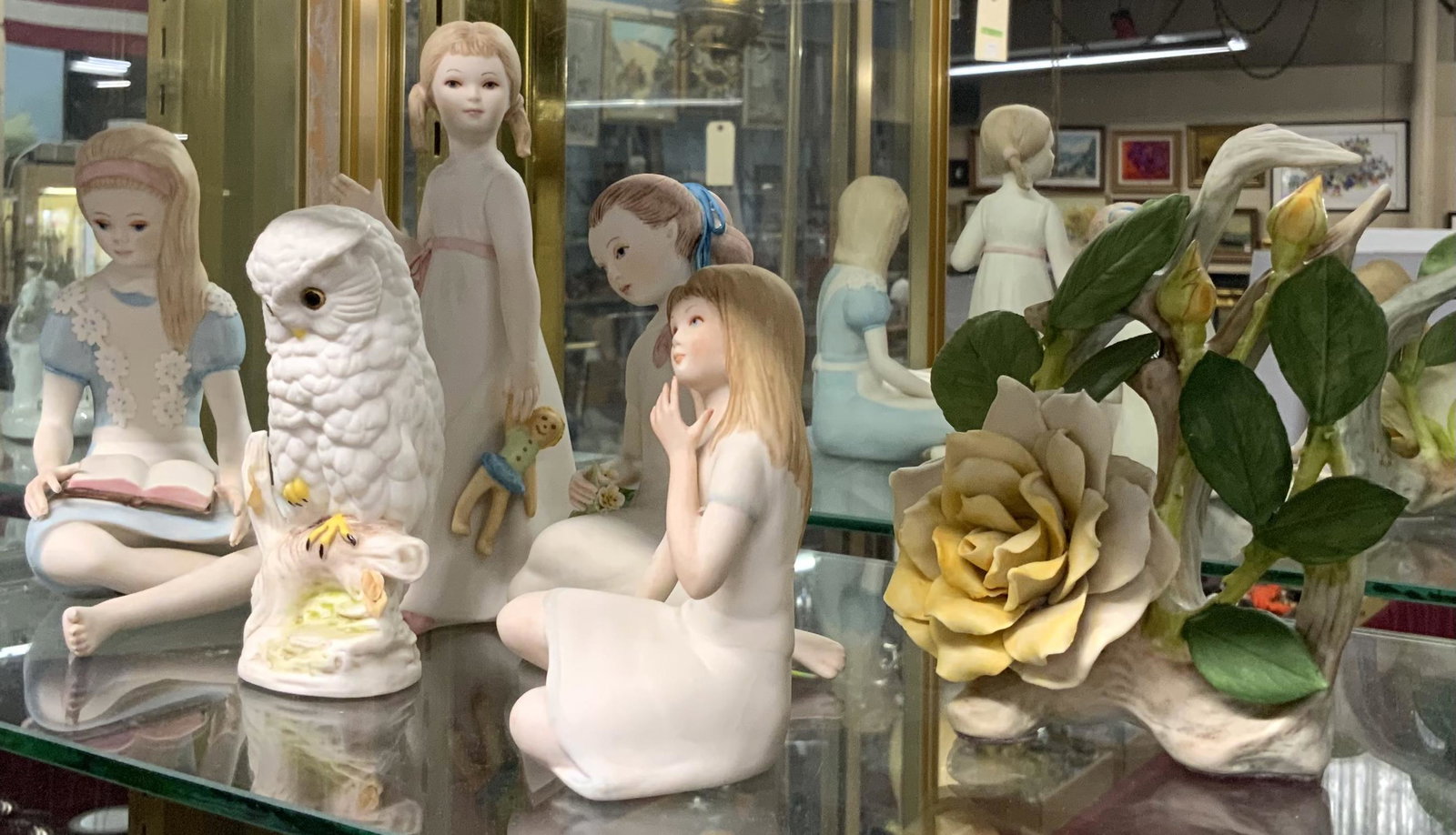 Lot of 6 Cybis Figurines- Girls, Flower, Owl. (1 of 2)