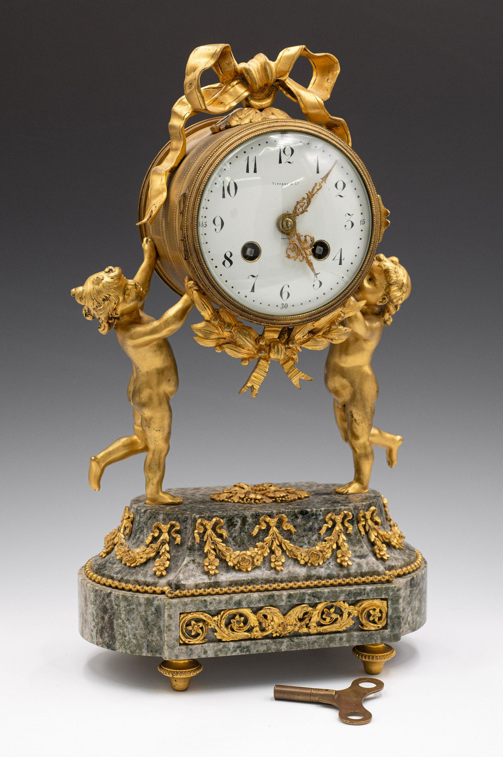 Tiffany & Co French Gilded Clock w/ Cherubs. (1 of 5)