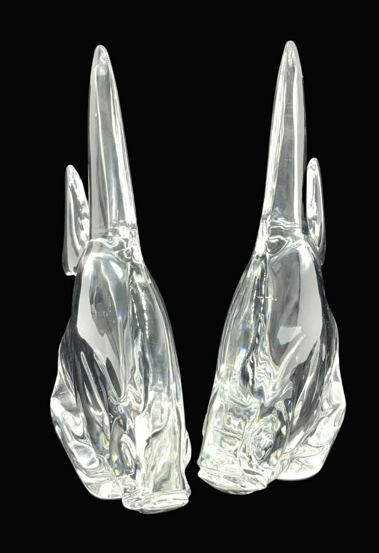 Pair of Frederick Carder Steuben Crystal Fish. (1 of 3)