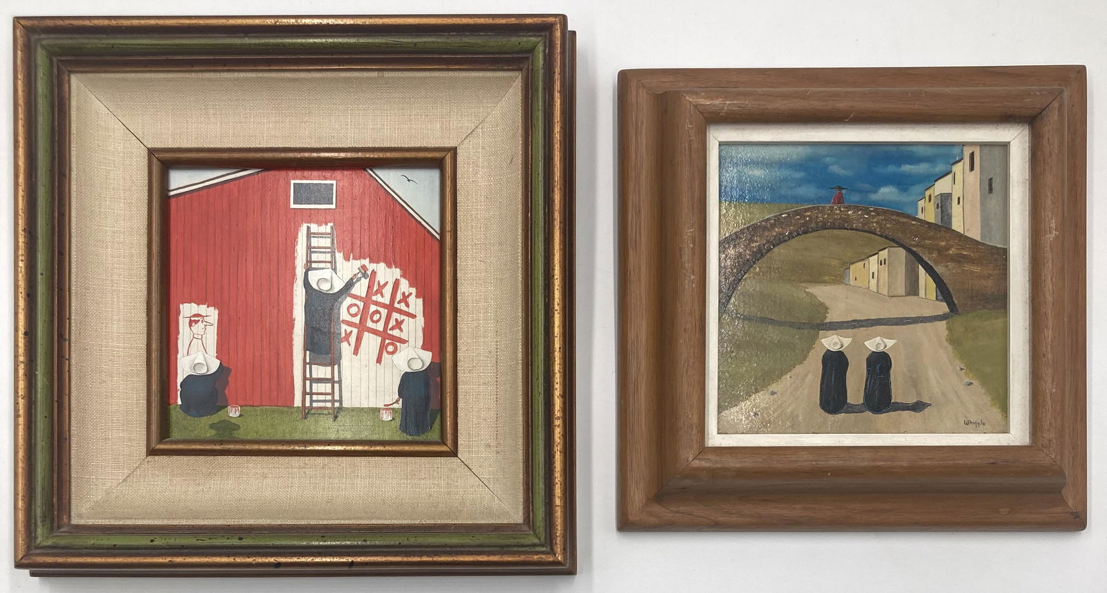 Pair of Oil Paintings of Playful Nuns Sgd Whipple. (1 of 5)