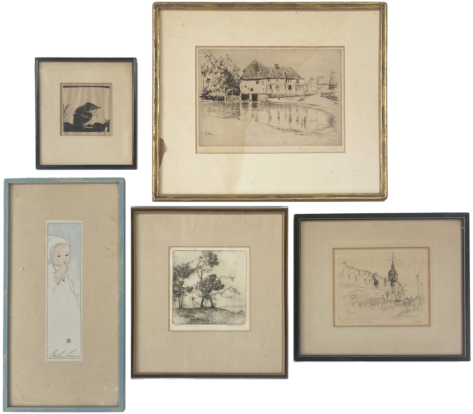 Lot of 5 Antique Signed and Numbered Etchings. (1 of 5)