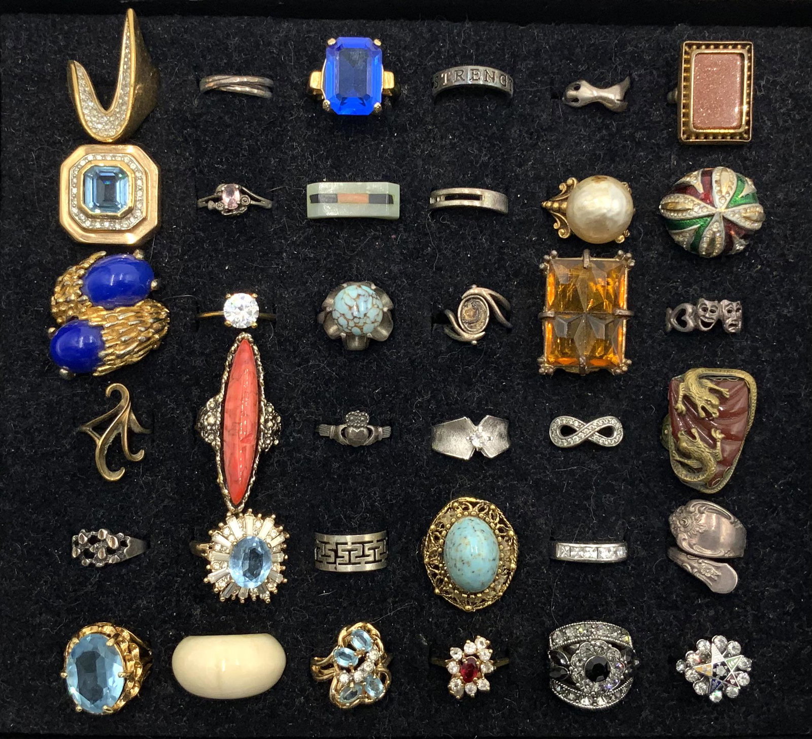 Lot of 36 Assorted Rings, some Sterling. (1 of 2)