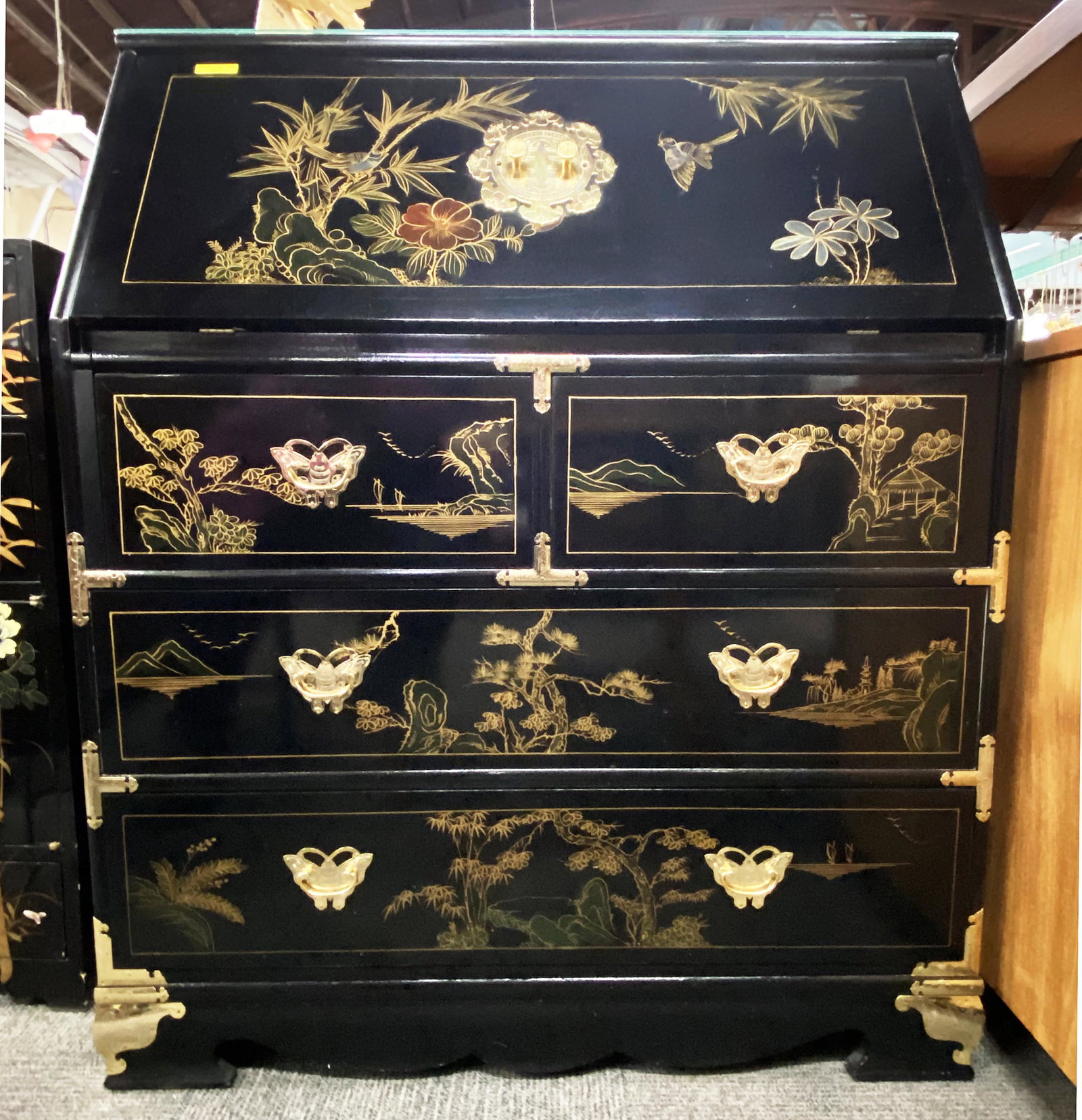 Lacquered Asian-Style Dropfront Desk. (1 of 7)