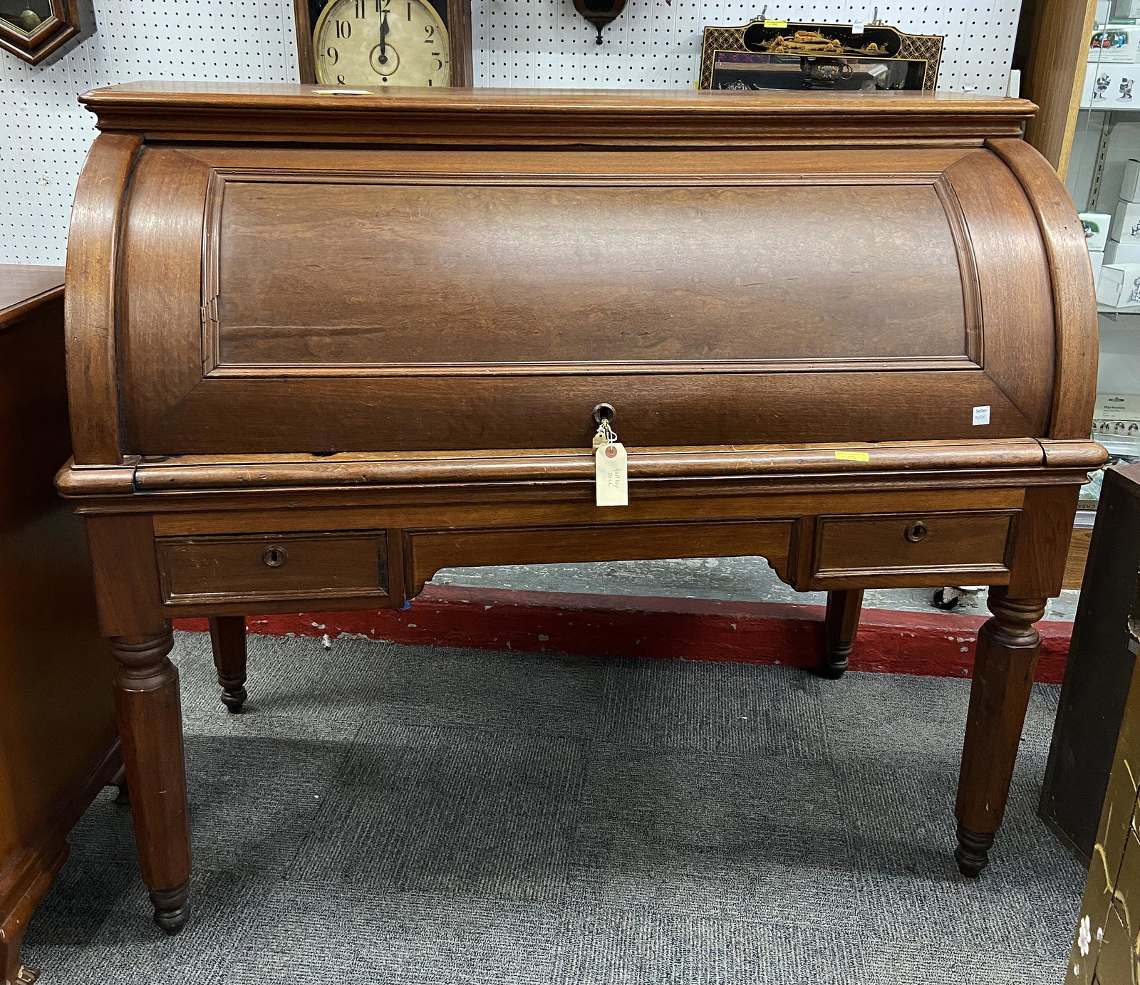 Antique Walnut Cylinder Barrel Roll Top Desk (1 of 5)