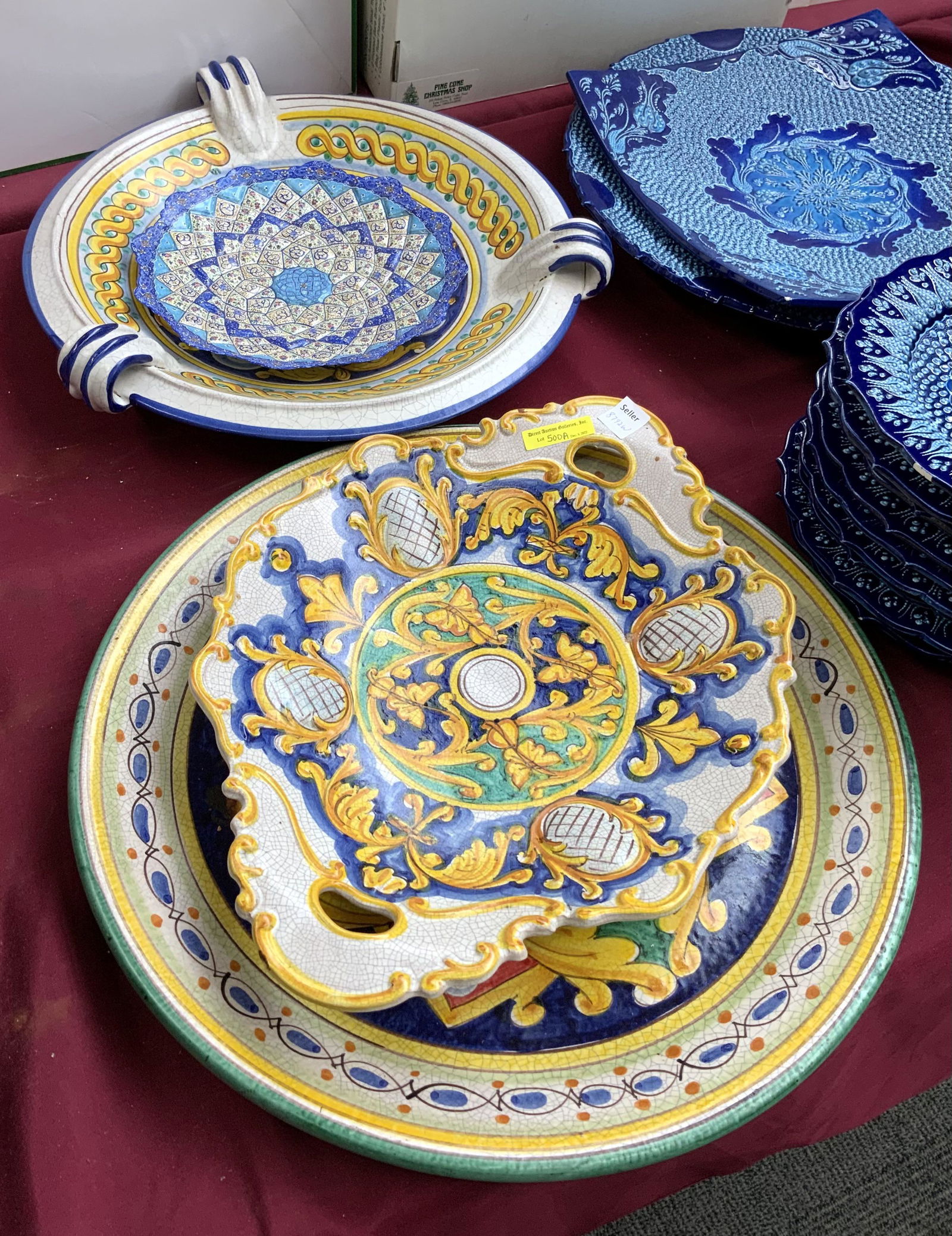 Lot: 3 Italian Ceramic Platters & Persian Plate. (1 of 1)