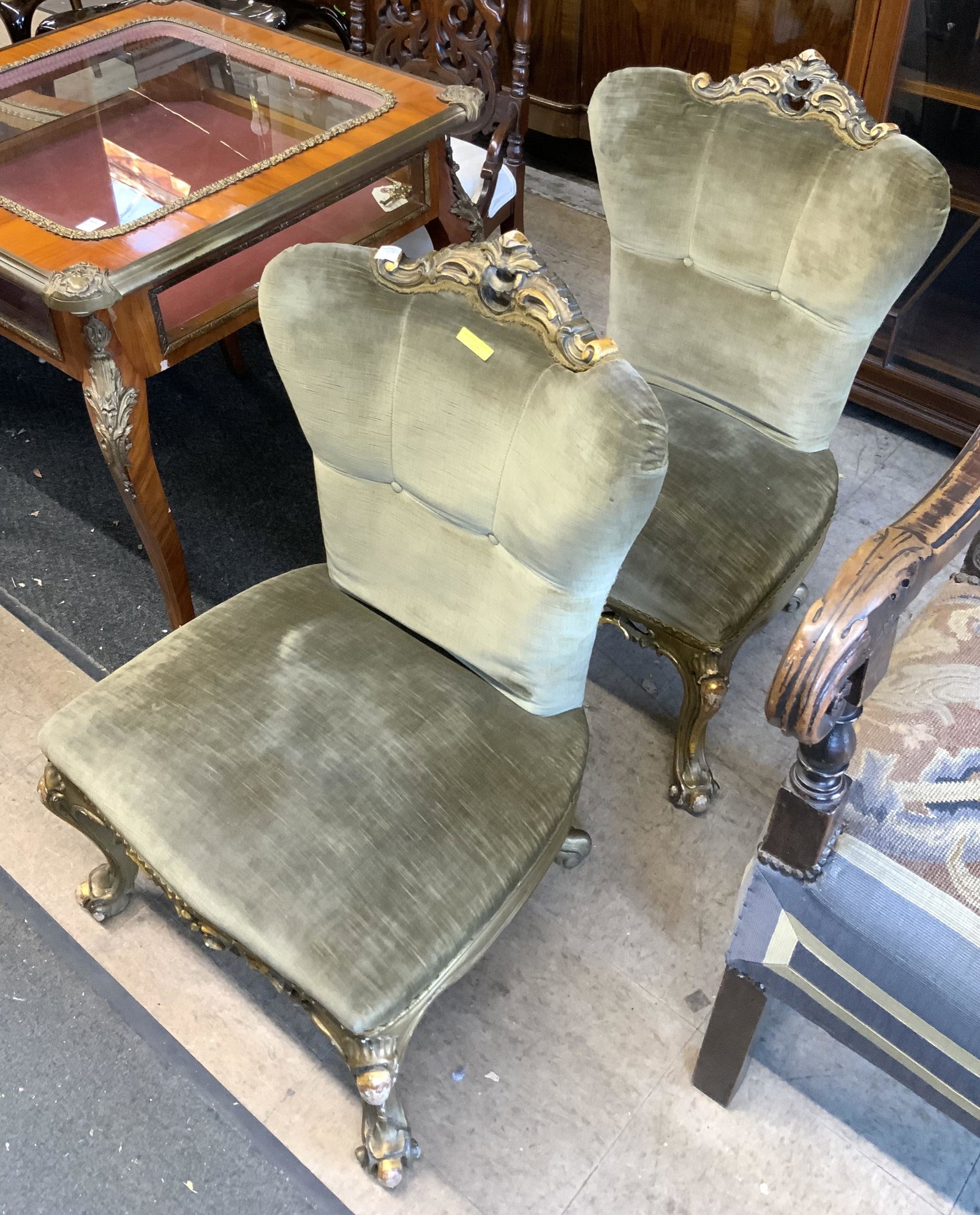 Pair of Antique French Boudoir Chairs. (1 of 2)