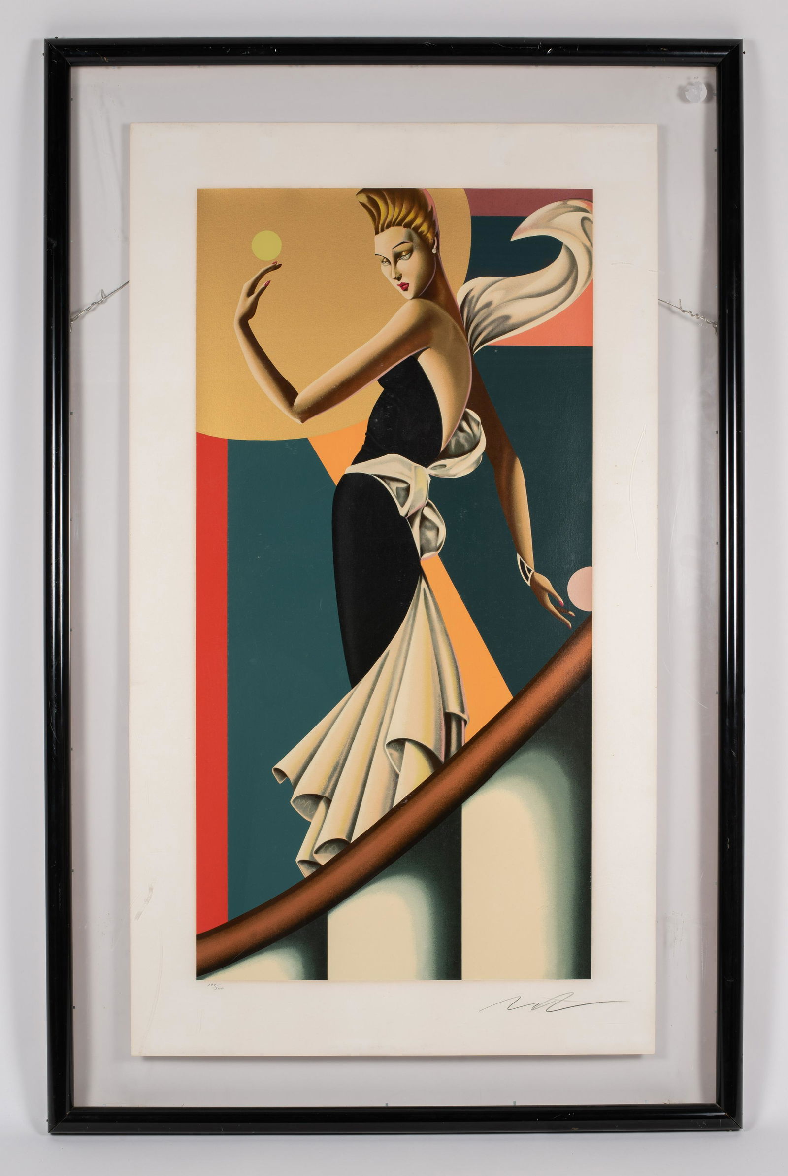 Limited Edition Serigraph, "Czarina". Sgd Moser.: A Limited edition serigraph entitled "Czarina", signed in the lower right by Moser. The Print is numbered in the lower left "199/300". Print is in very good condition, and is float-framed in a glass f