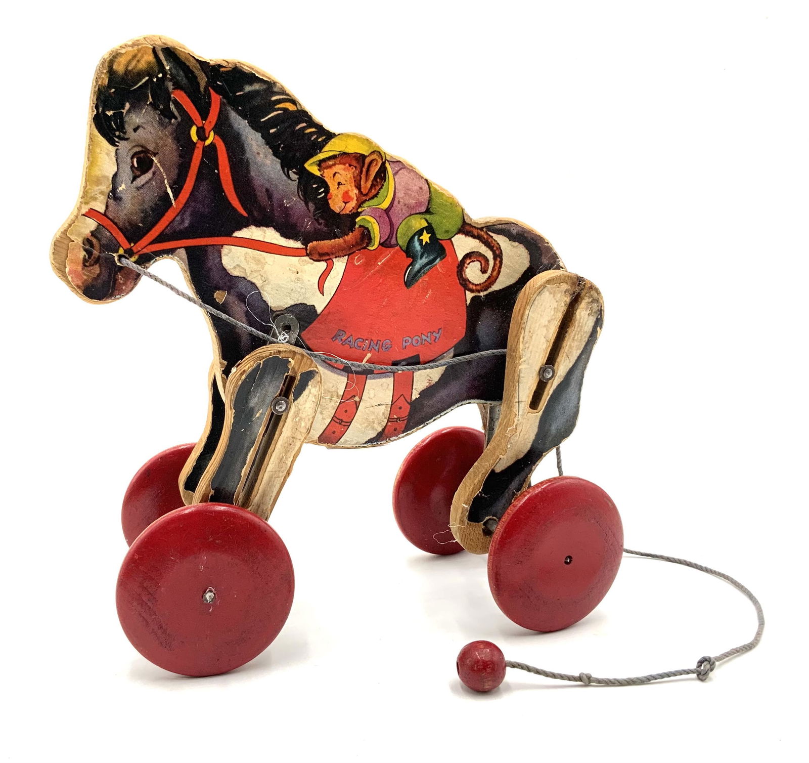 Fisher Price "Racing Pony" Pull Toy w/ Monkey. (1 of 3)
