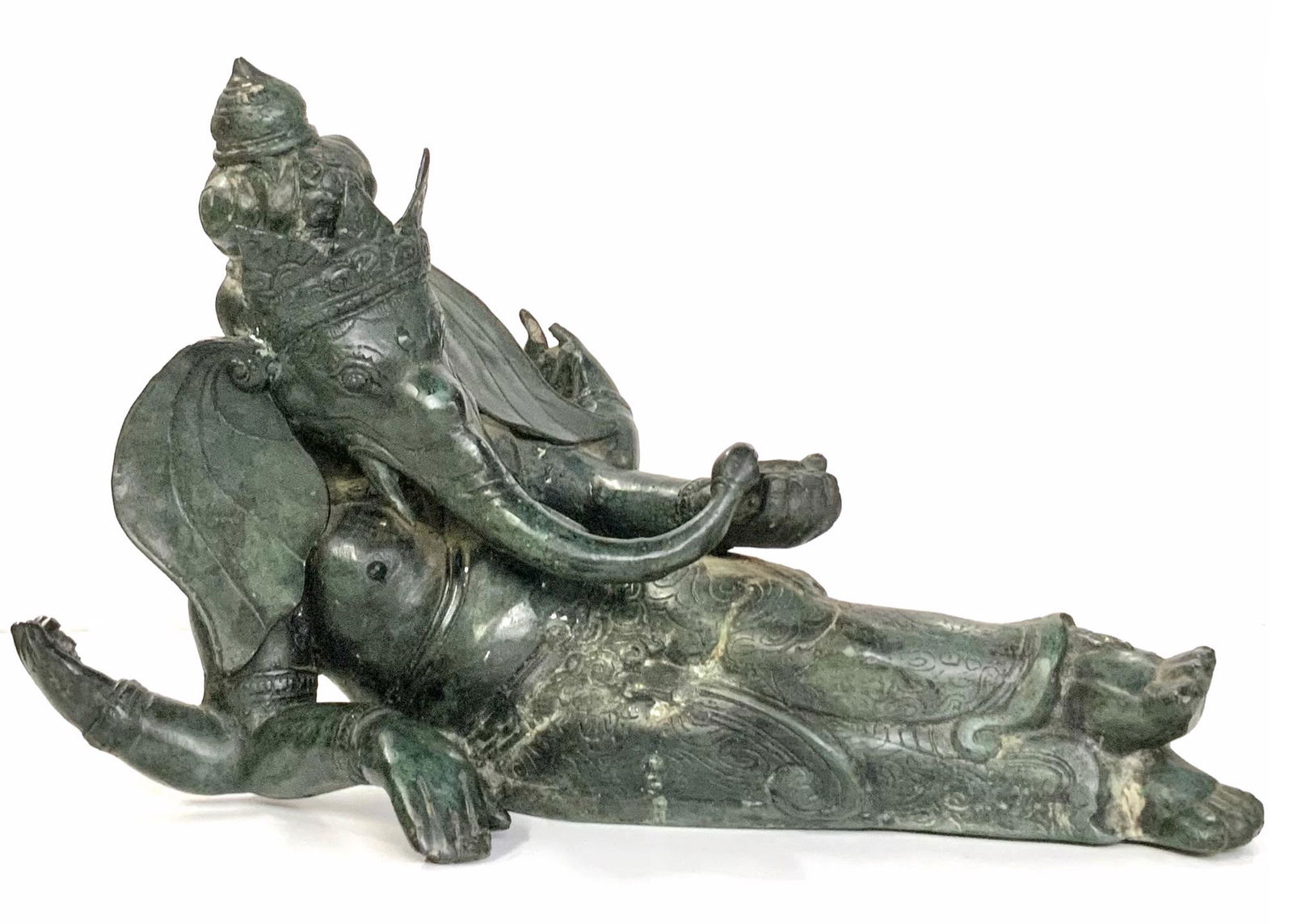 23" Reclining Hollow Bronze Ganesha Figure. (1 of 3)