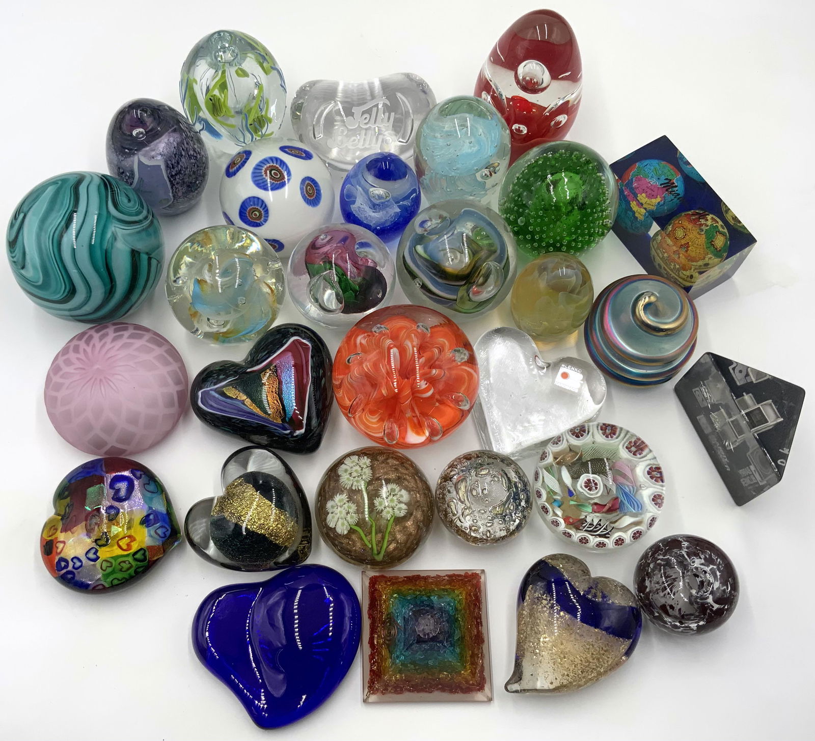 Lot of 29 Glass Paperweights- Blenko, Murano, etc. (1 of 2)