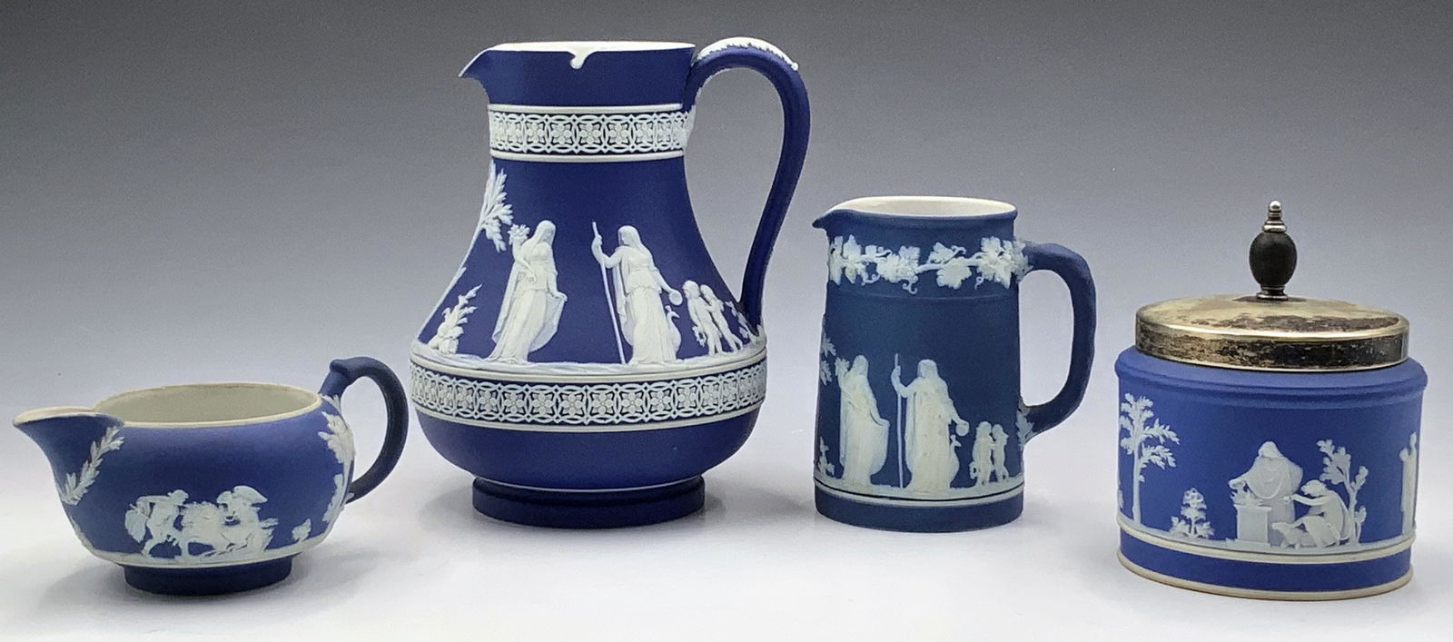 Lot: 4 Pcs. Cobalt Blue Wedgwood Jasperware. (1 of 4)