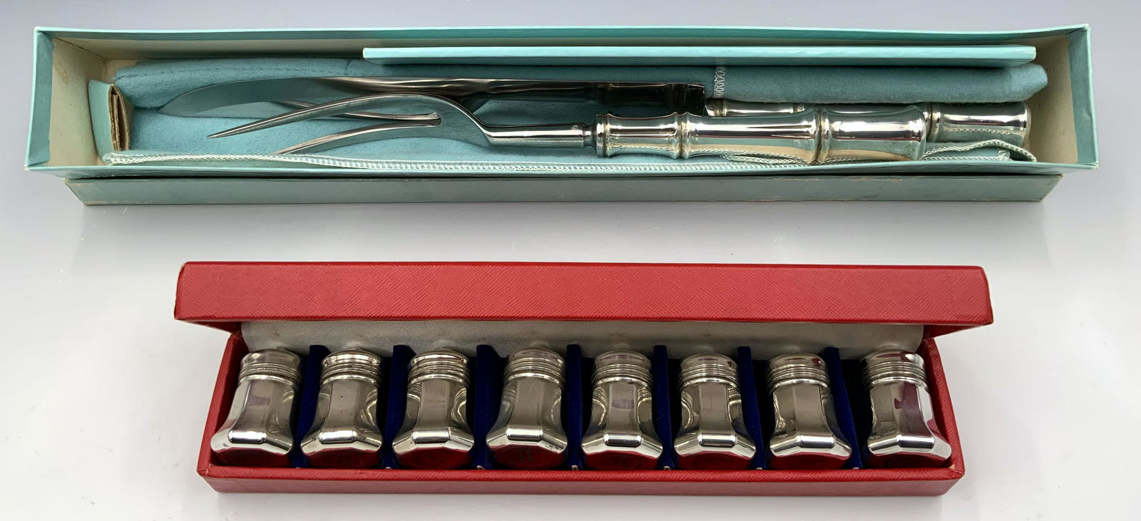 Lot of Sterling: Tiffany Utensils, Cartier Salts. (1 of 5)