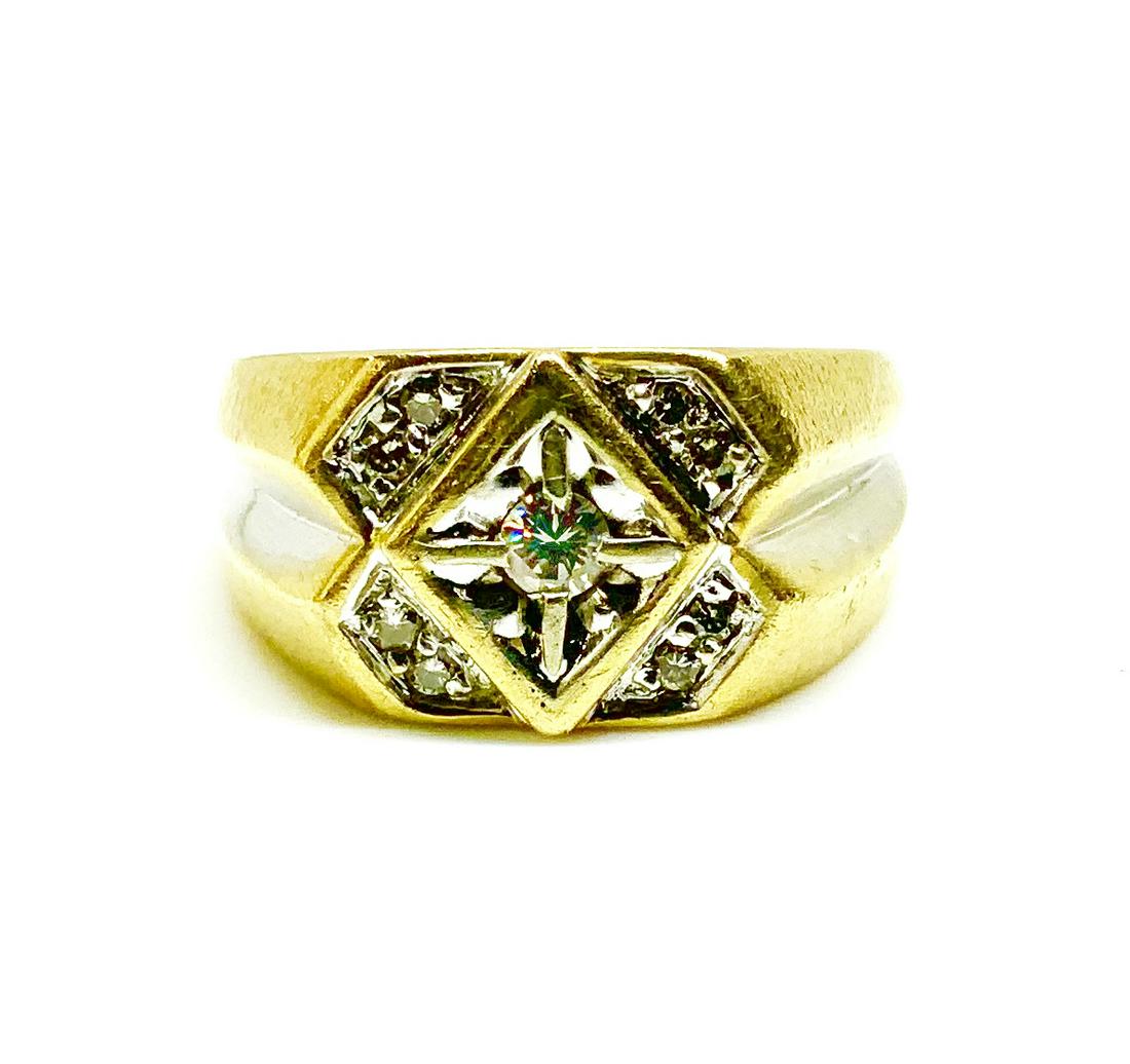 10K Gold Vintage Men's Ring with Diamonds. (1 of 3)