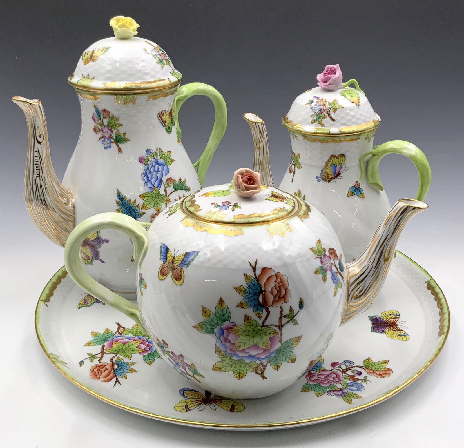 Herend Queen Victoria Rose Coffee/ Tea Set. (1 of 7)