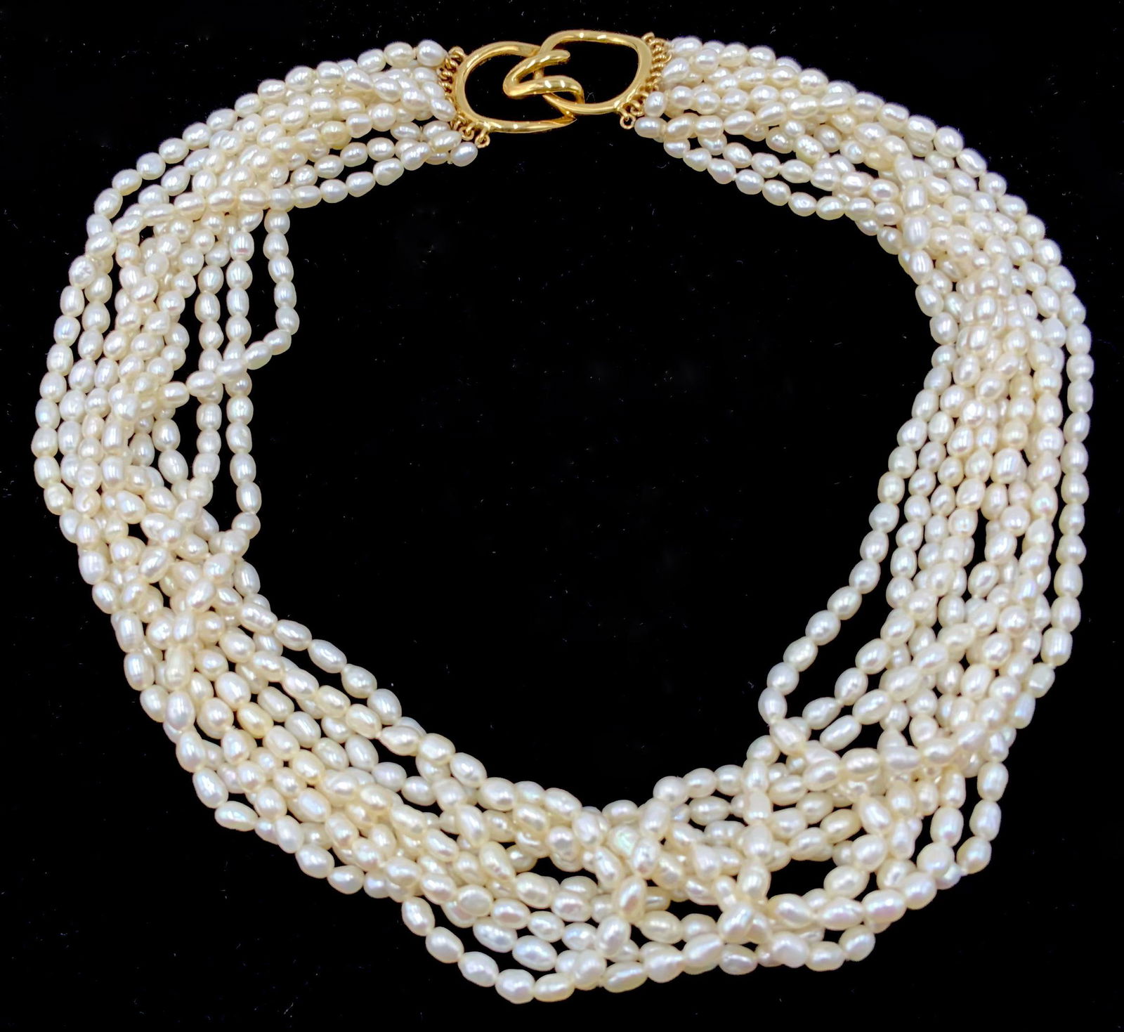 18K Tiffany & Co. Biwa Pearl Necklace. (1 of 2)
