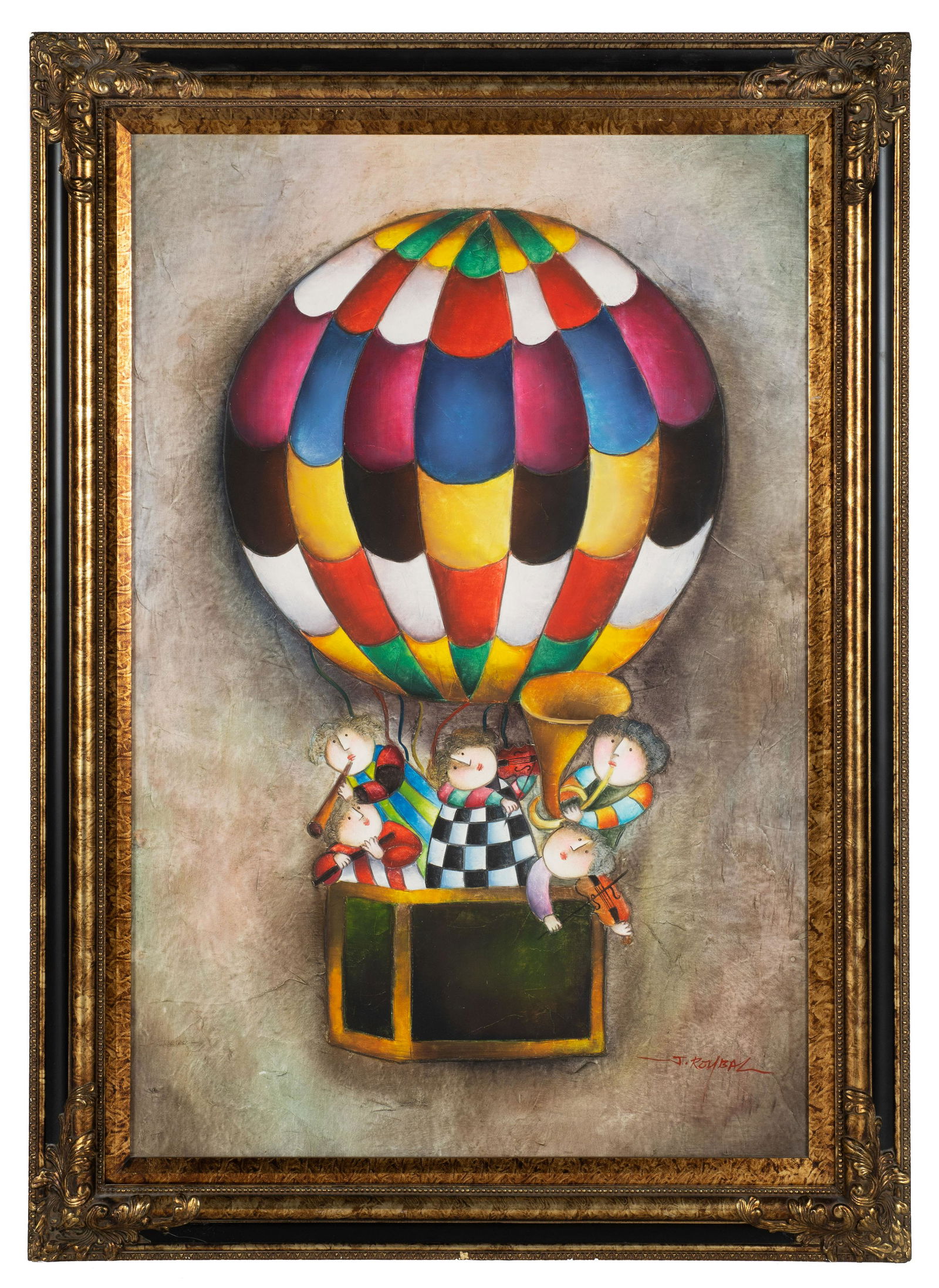 Lg. Hot Air Balloon Painting Signed (Joyce) Roybal (1 of 5)