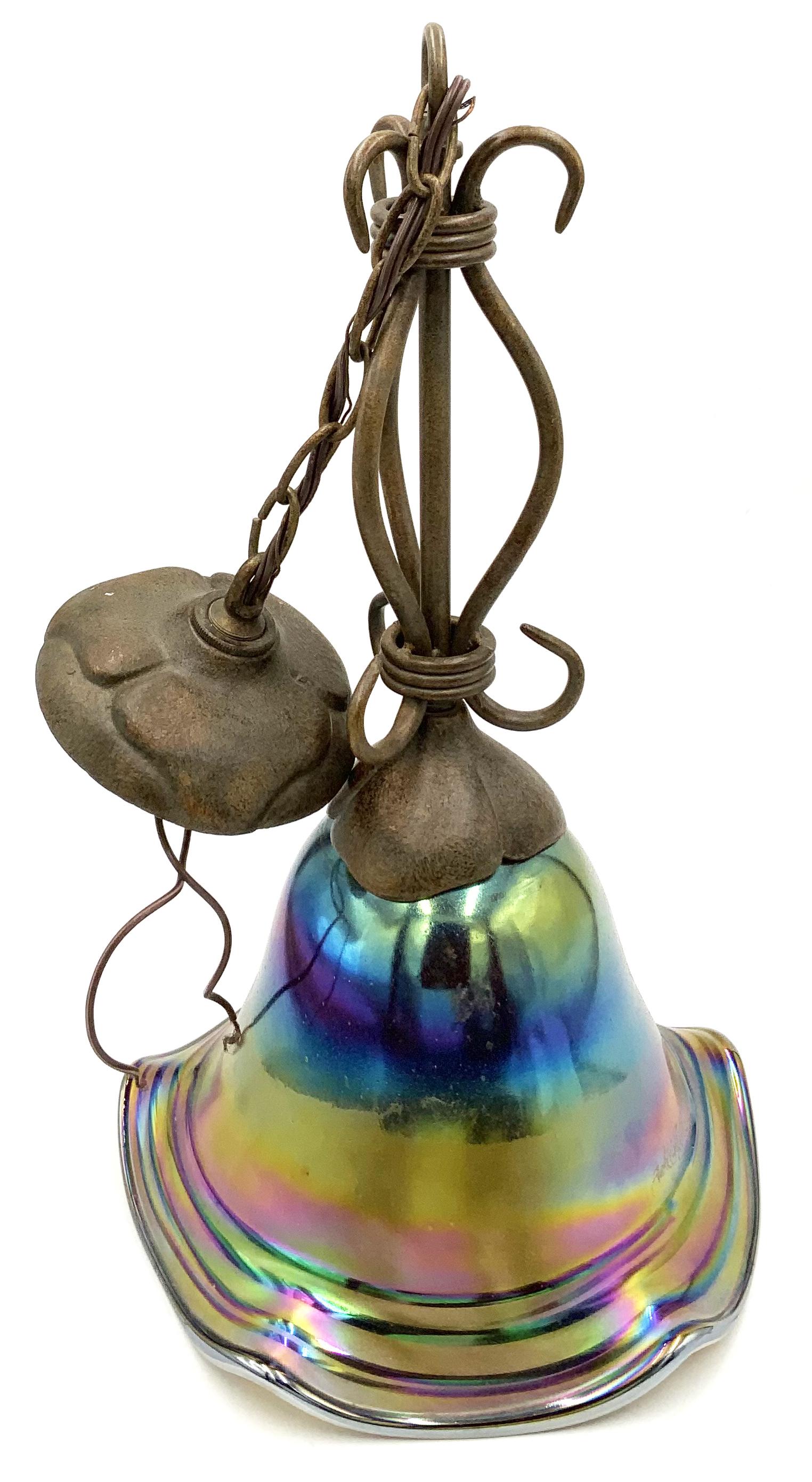 Todd Phillips for Quoizel Art Glass Light Fixture.: The Shade is signed by the artist. It Looks to be in overall Good cosmetic condition. It Measures 27" long, and the shade measures 10 1/2" in diameter. Third-Party Shipping or Personal Pickup Required