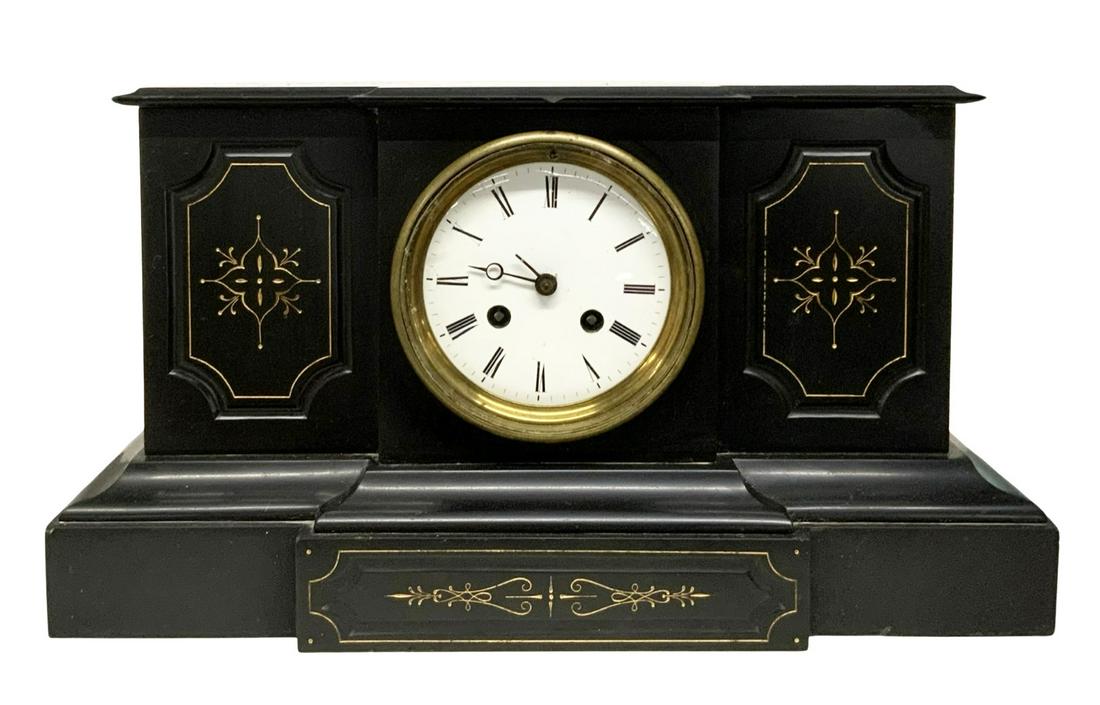 Victorian Marble Mantel Clock w/ Gilded Accents. (1 of 3)