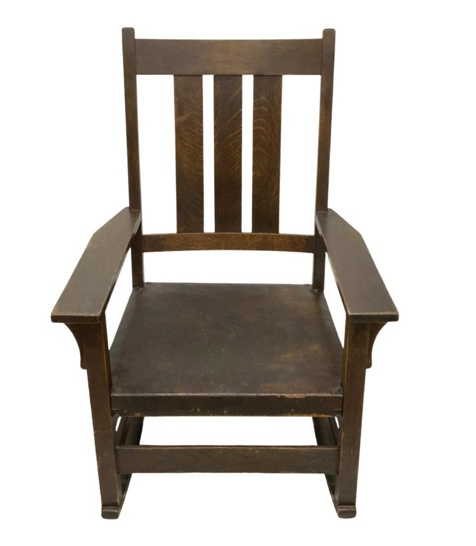 Antique Signed Gustav Stickley Mission Oak Rocker. (1 of 4)