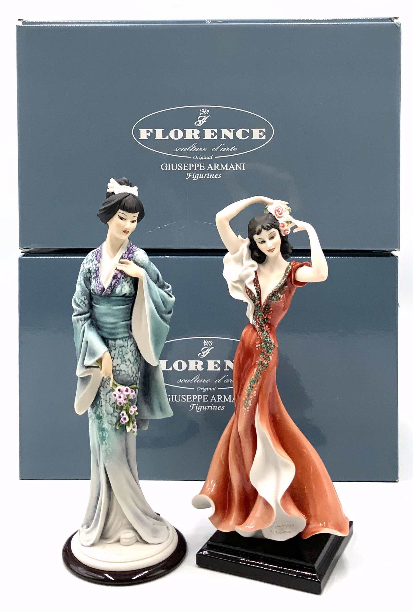 Giuseppe Armani "Madama Butterfly" & "Arielle": The first figurine is 1760C "Madama Butterfly". The second figure is 1939C "Arielle" - 2005 Figure of the Year. The lot contains certificates of authenticity and original boxes for both. The pieces th