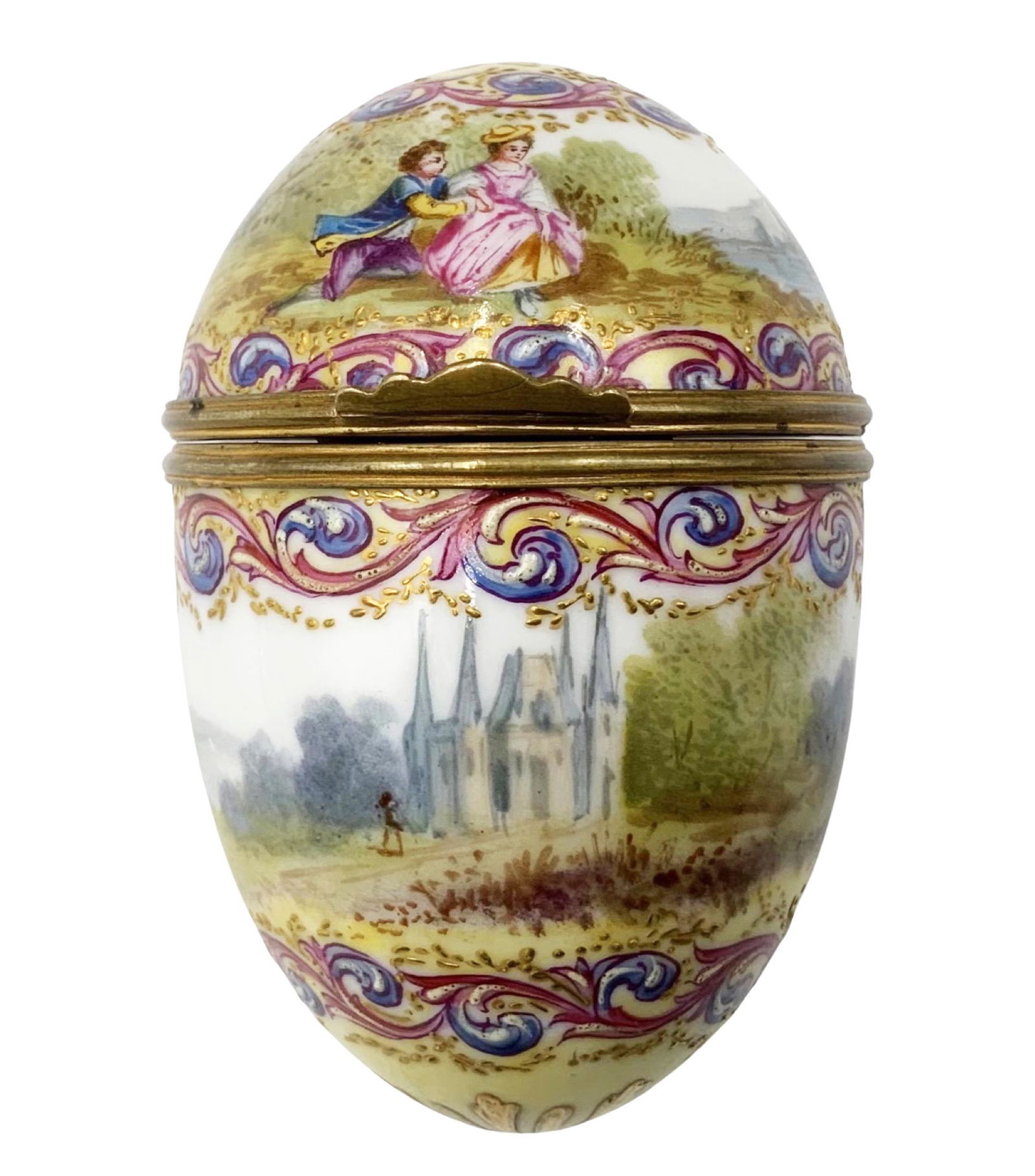 Hand Painted Porcelain Egg-Shaped Trinket Box. (1 of 4)