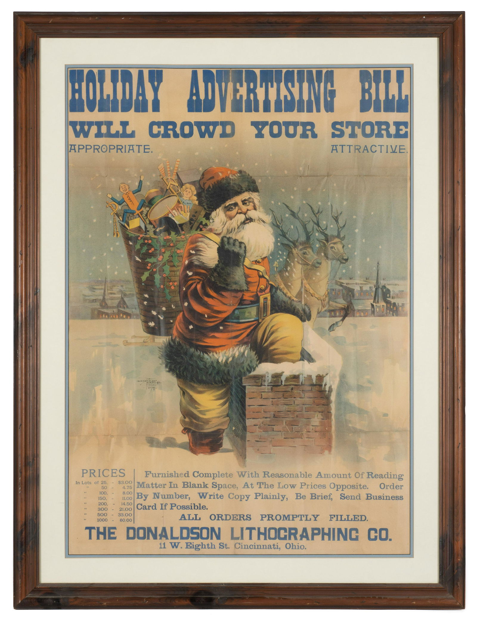 Antique Lithograph Ad Poster with Santa Claus. (1 of 3)