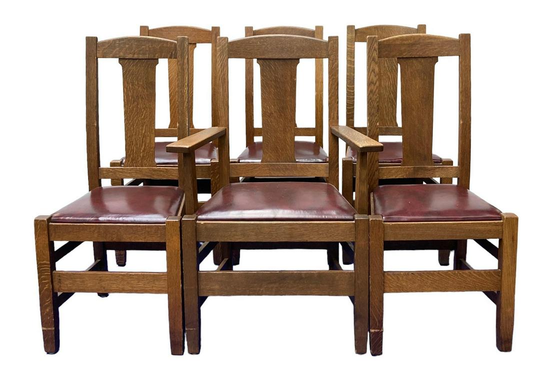 Set of Stickley Brothers Mission Oak Dining Chairs (1 of 3)