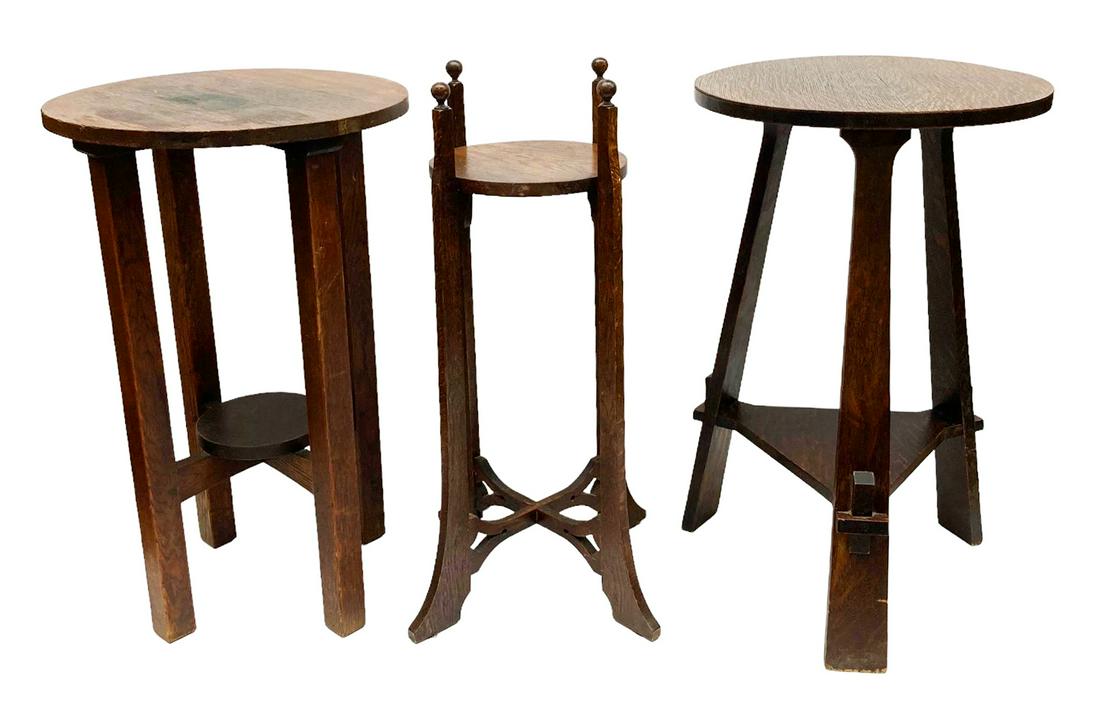 Lot of 3 Mission Oak Side Tables or Stands. (1 of 2)