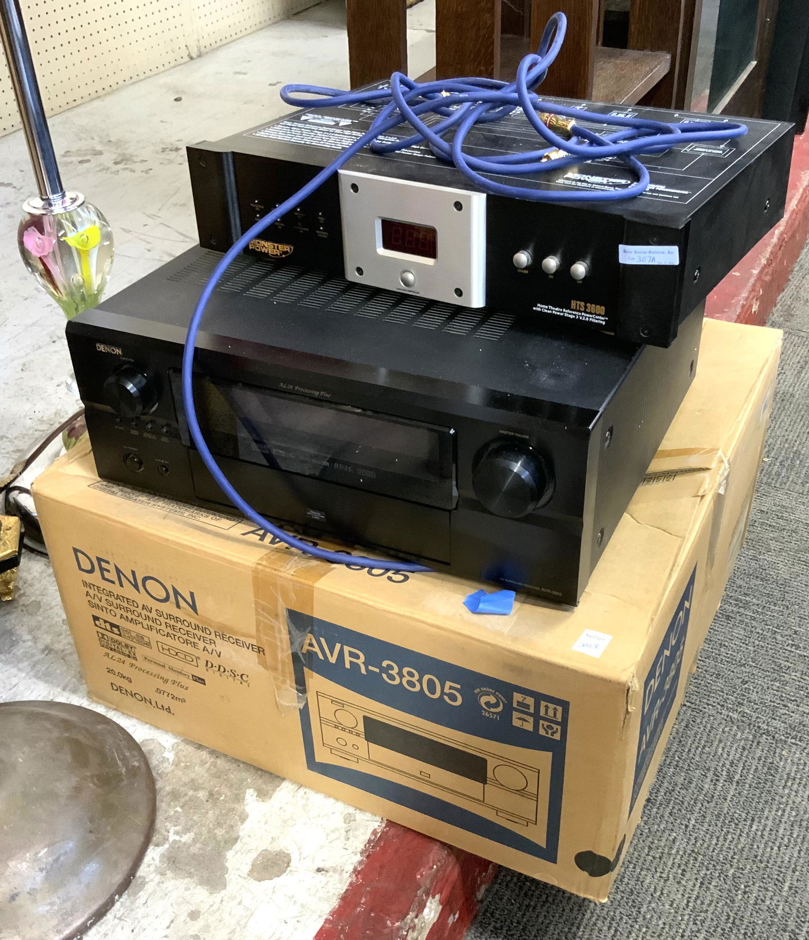 Lot: Monster Theater Power System, Denon Receiver.: The Monster Power system is the HTS 3600. The Denon Receiver is the AVR-3805. The Denon Receiver comes with the Original Box. Both Items are Untested. Third-Party Shipping or Personal Pickup Required.