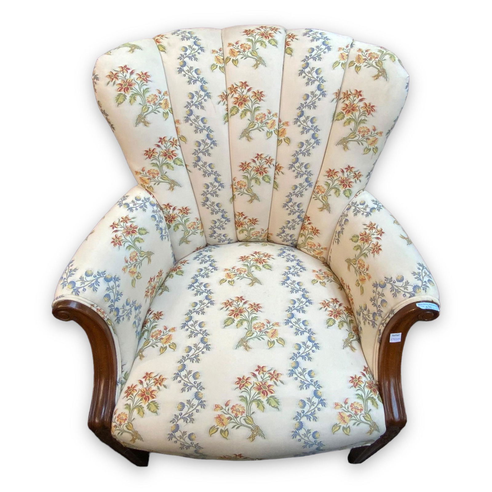 Channel-Back Floral Upholstered Armchair. (1 of 1)